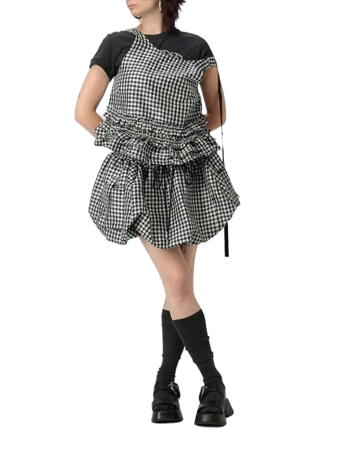 Gingham Check Peplum Tank