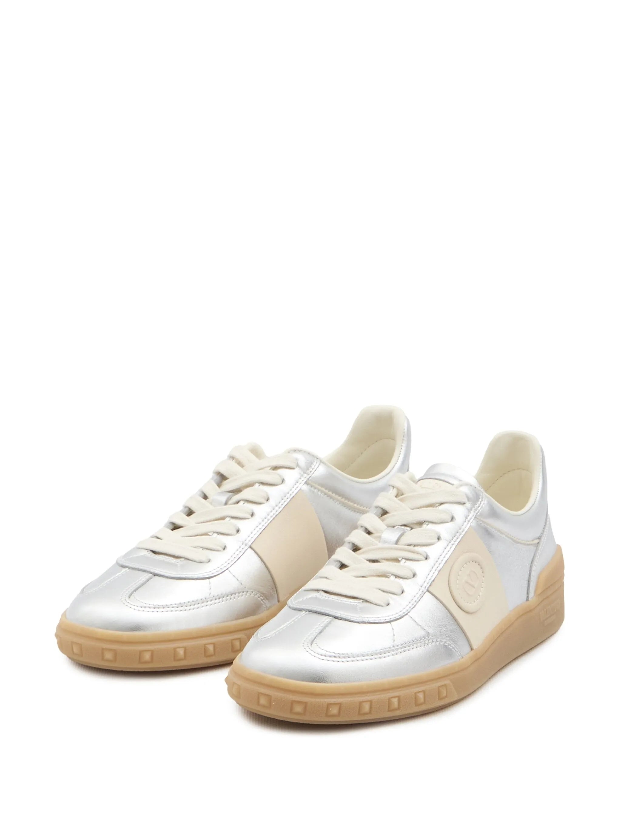 Silver Upvillage Metallic Leather Low-Top Sneakers