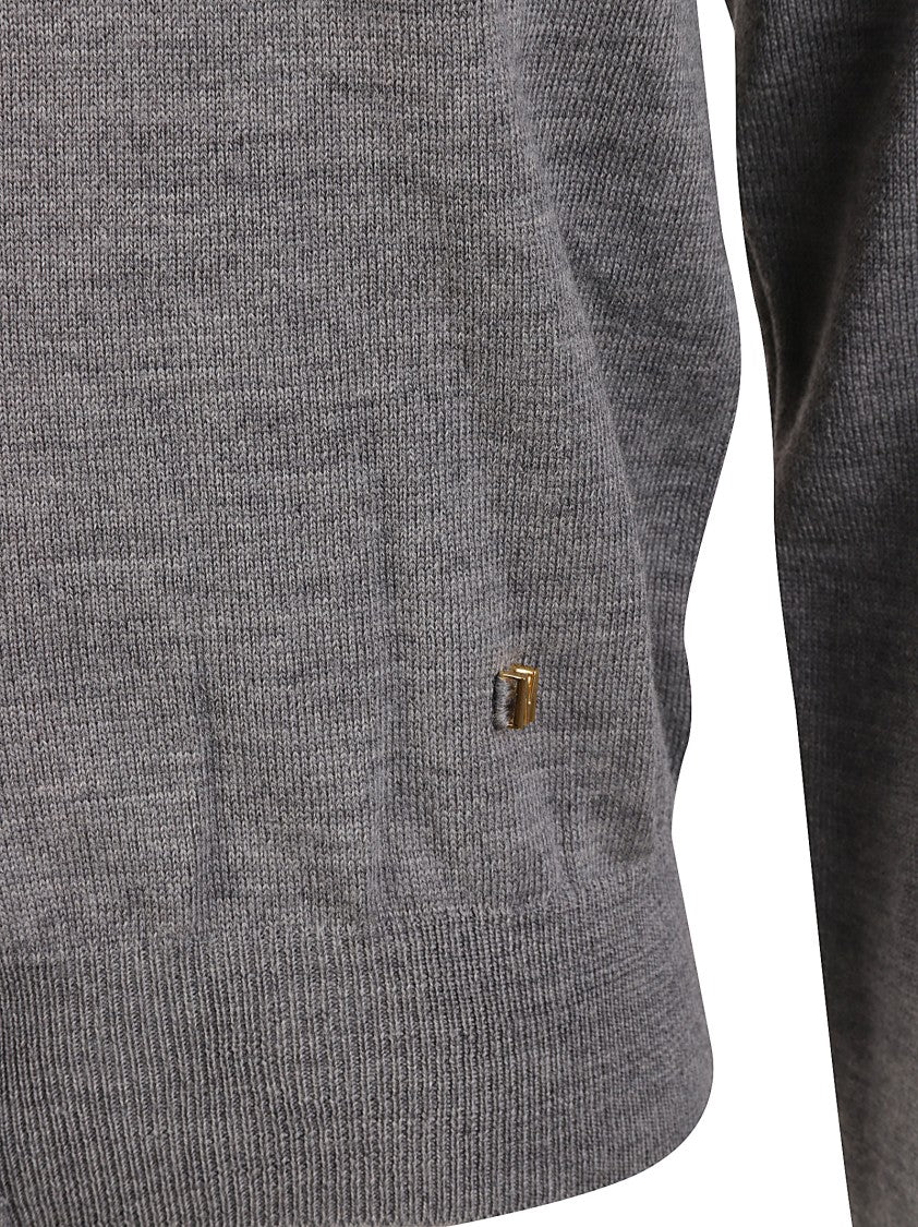 Button-Down Grey Sweater With Cut-Out Detail