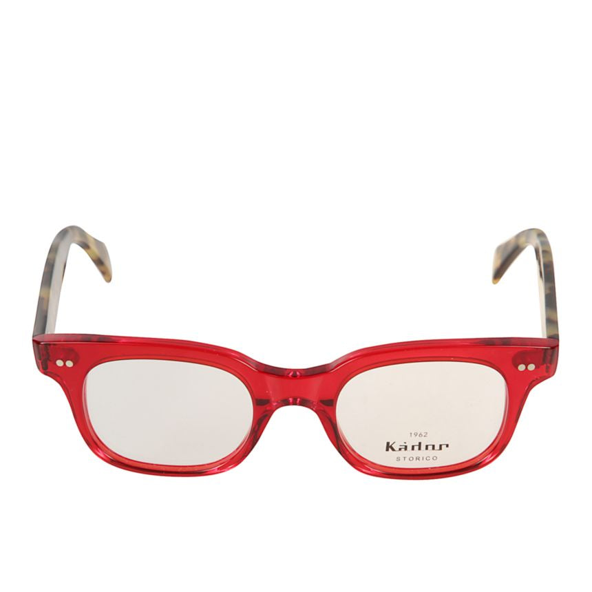 Kayo Translucent Red Rectangular Eyeglasses with Tortoiseshell Temples