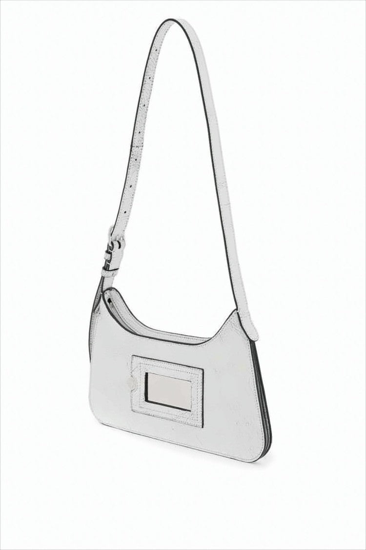Smooth Leather Shoulder Bag With Metal Plaque