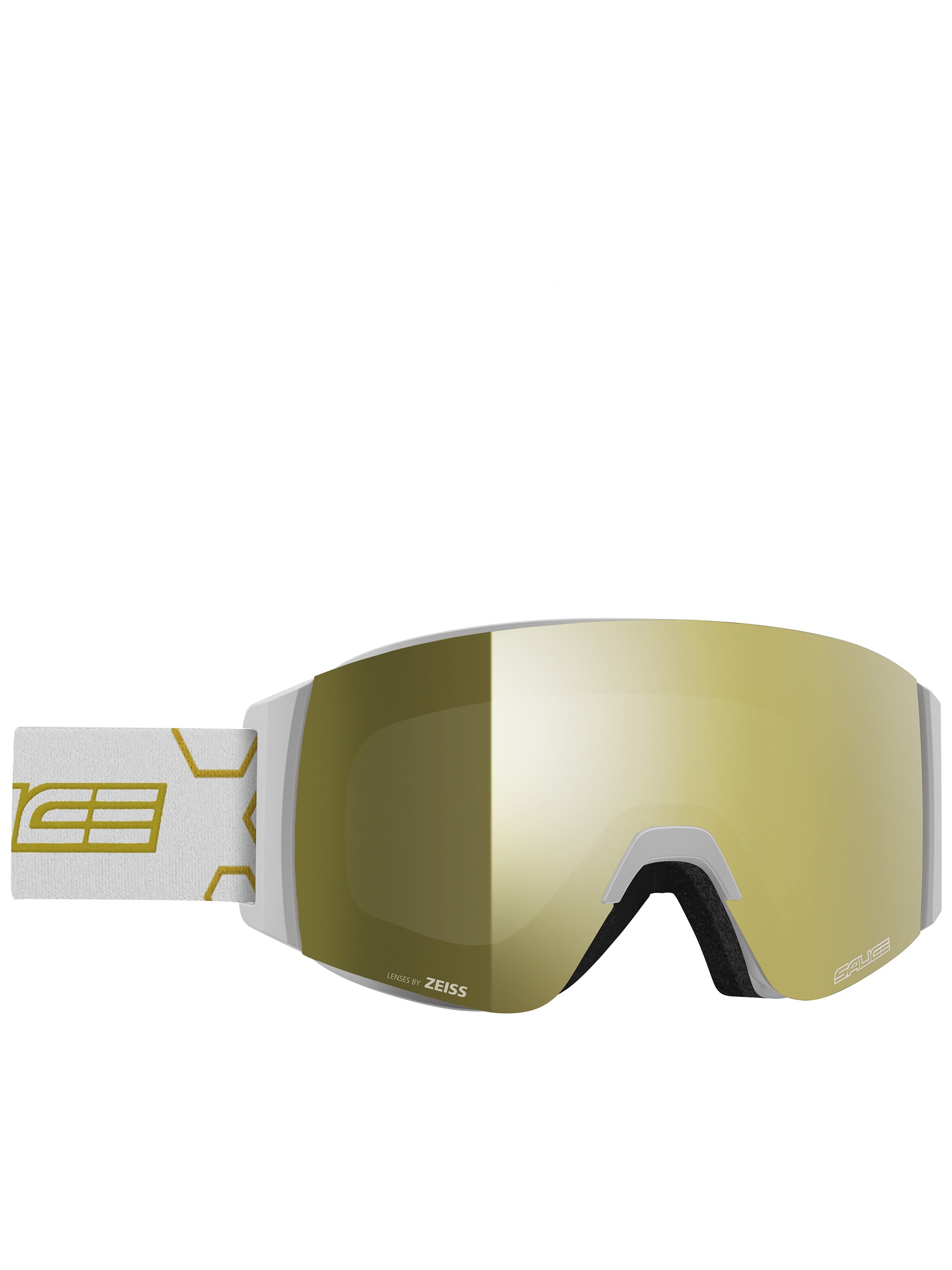White Wide-Lens Reflective Gold Ski Goggles