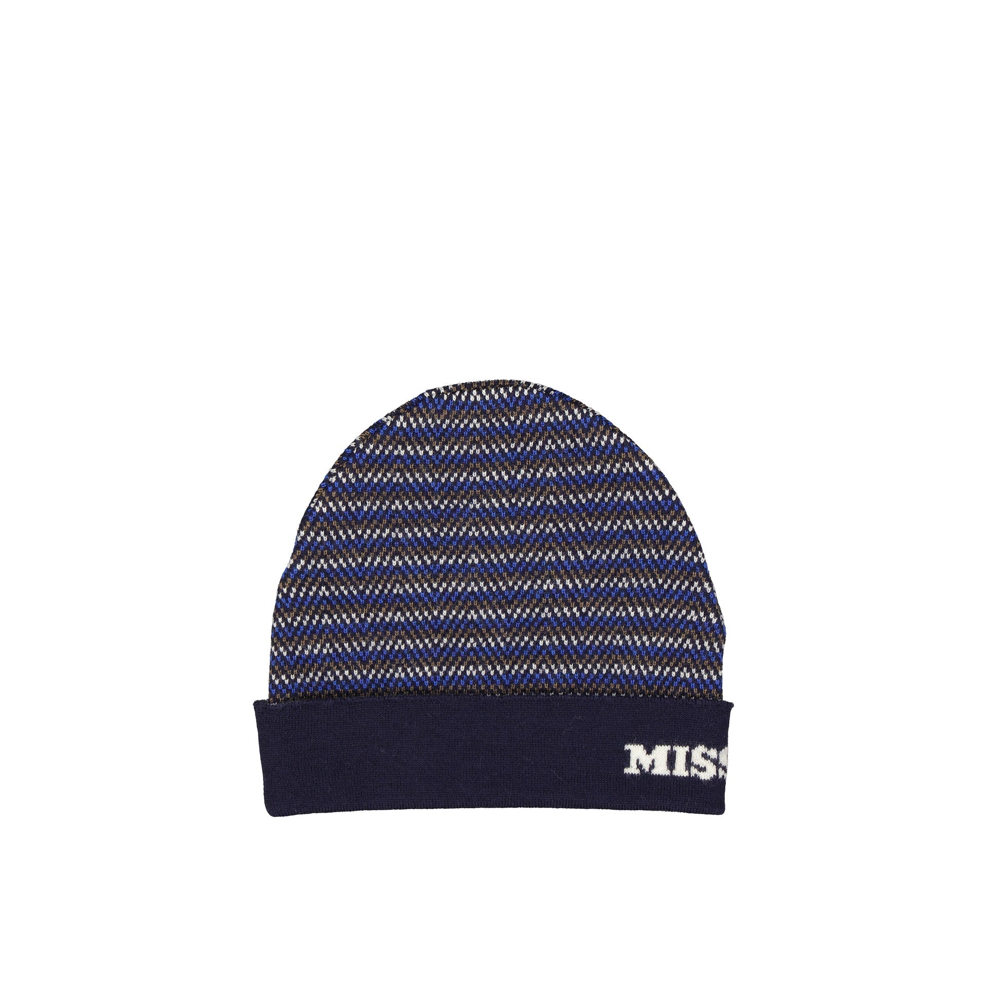 Textured Knit Wool Hat With Ribbed Trims