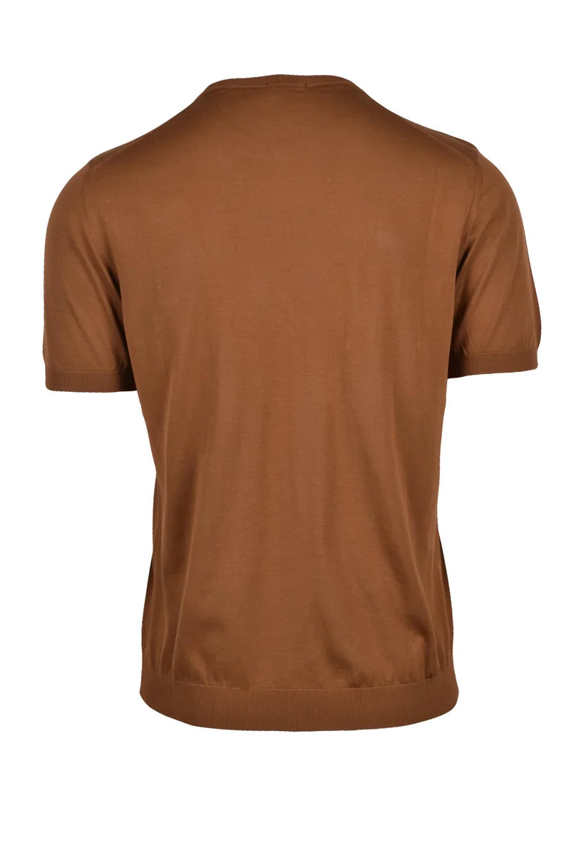 Cotton Crew Neck Top - Brown