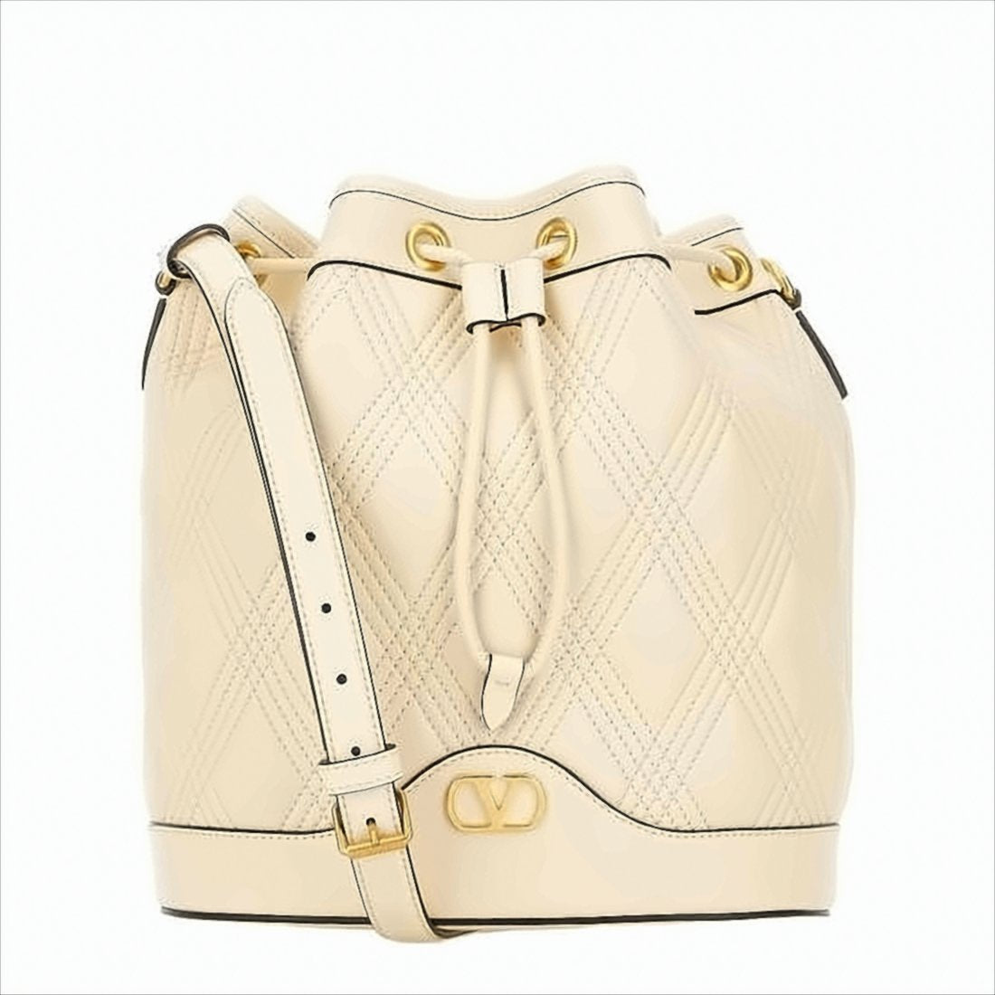 Diamond-Quilted Calf Leather Bucket Bag