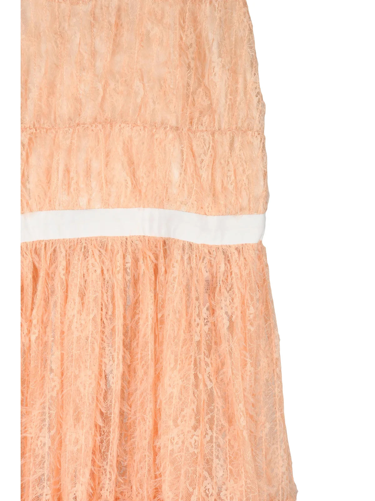 Peach Polyester Women Long Flared Transparent Dress