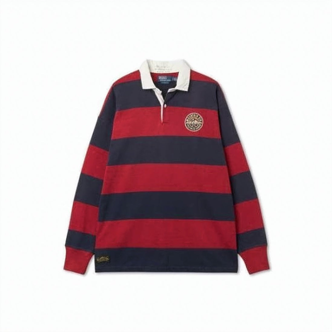 Deep Red and Dark Navy Striped Polo Shirt