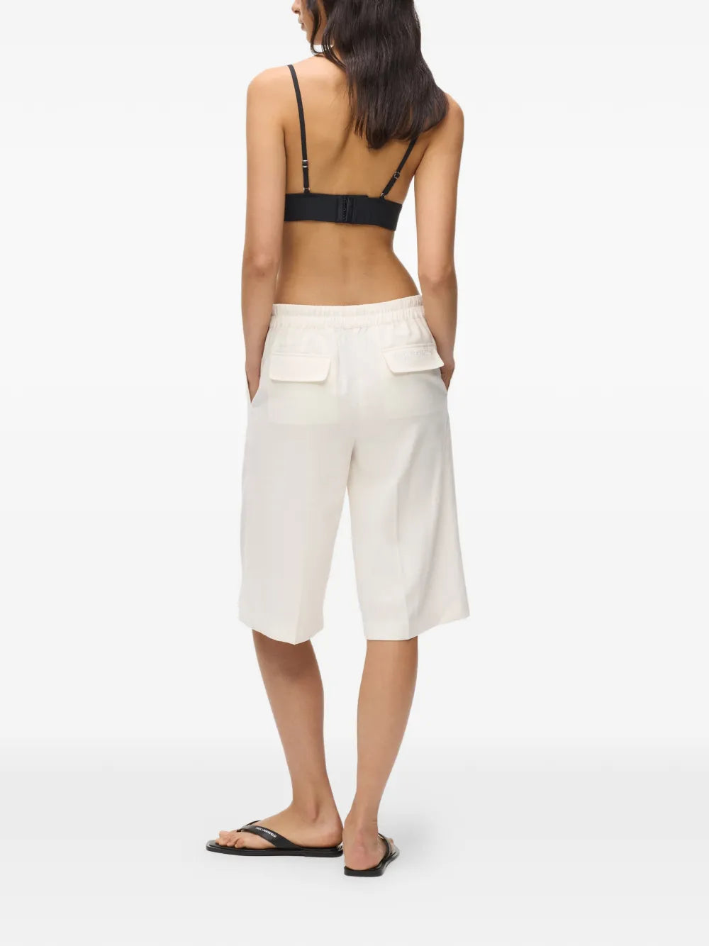 Relaxed Fit White Shorts with Elastic Waistband