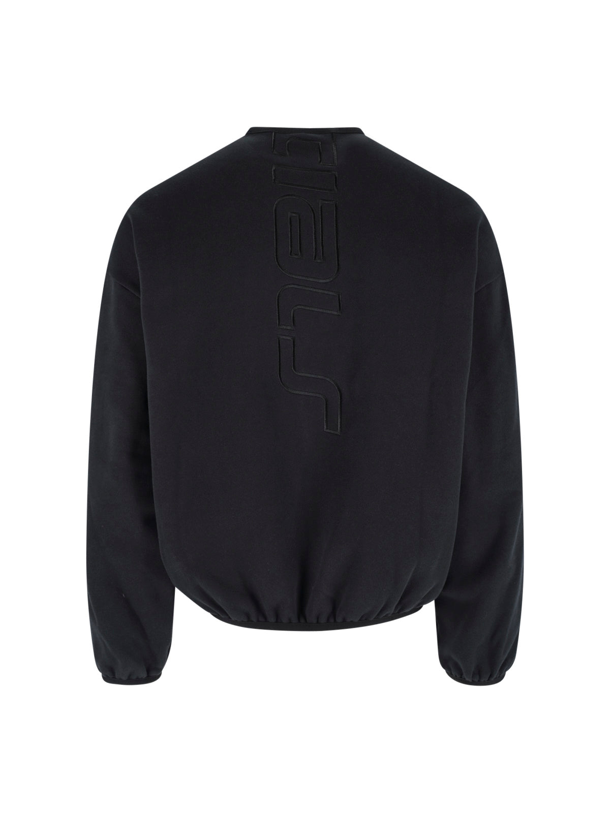 Black Relaxed Fit Tonal Logo Sweater
