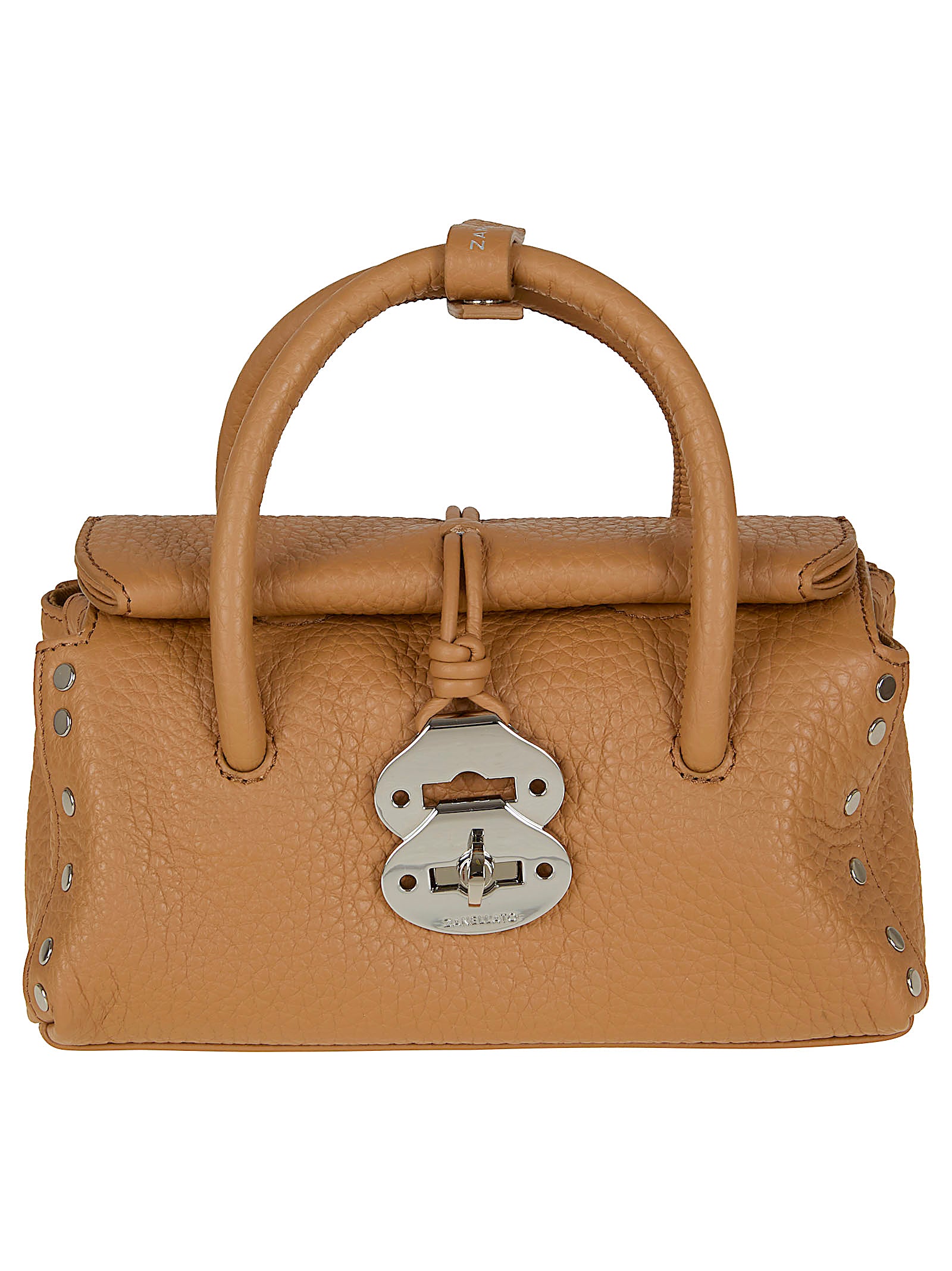 Textured Leather Shoulder Bag with Silver-Toned Clasp