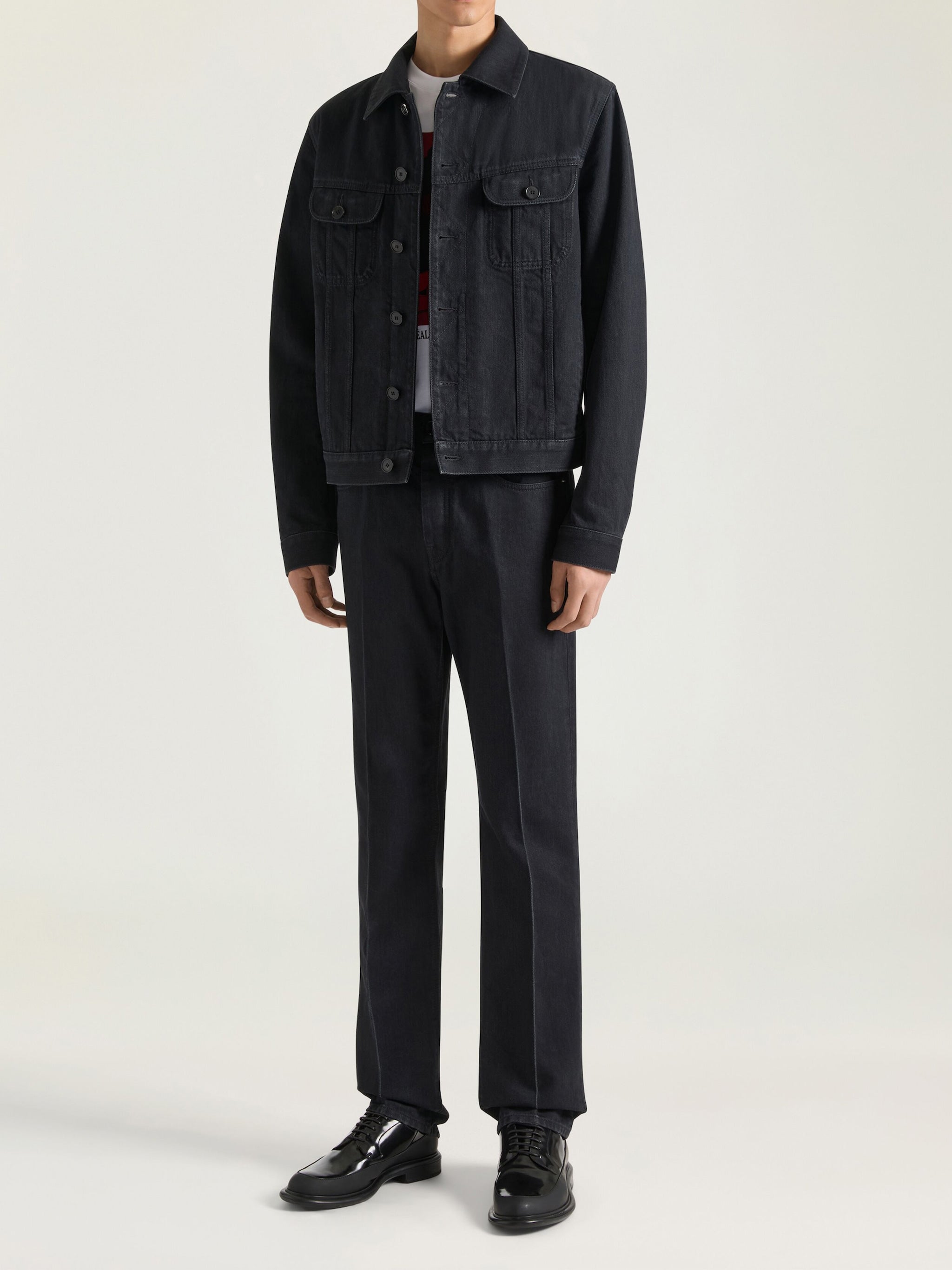 Classic Black Denim Tailored Fit Jacket