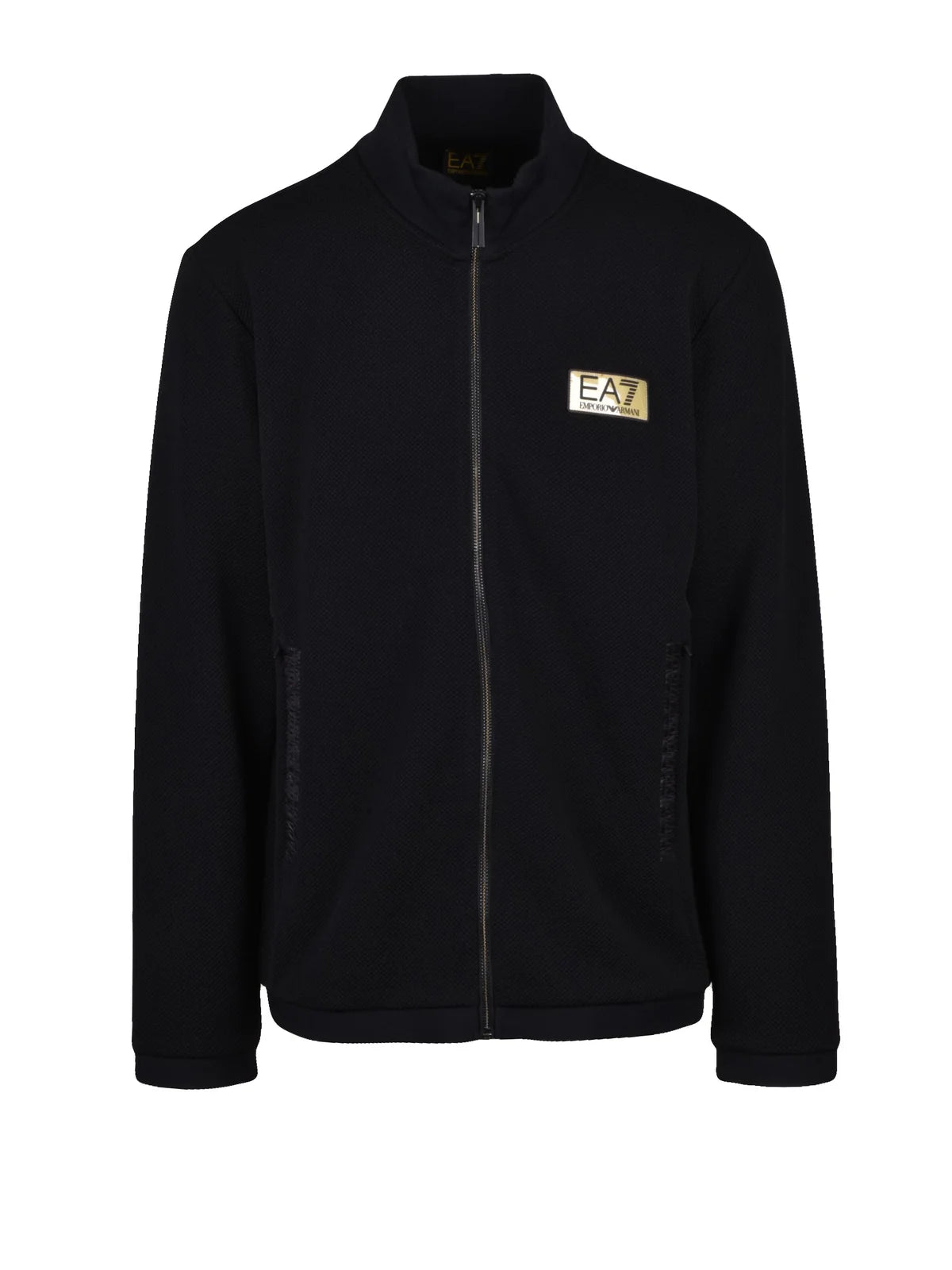 Black Polyester Elastane Zip Sweatshirt