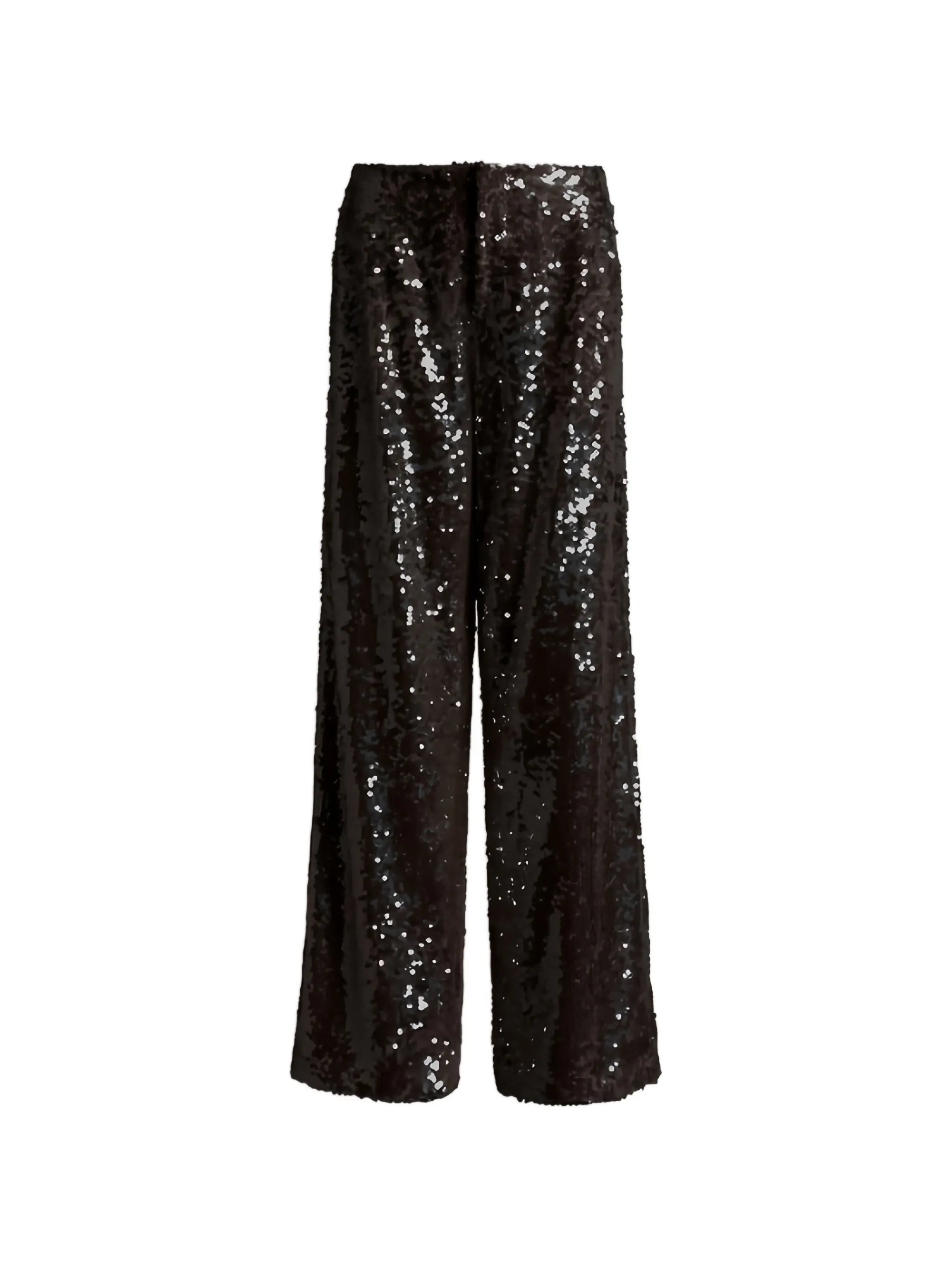 Black Pantalone Wide-Leg Sequin Polyester Pants