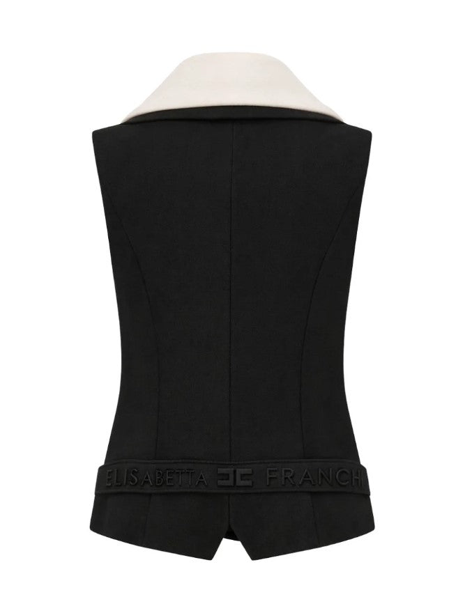 Cropped Maxi Collar Open Back Gilet