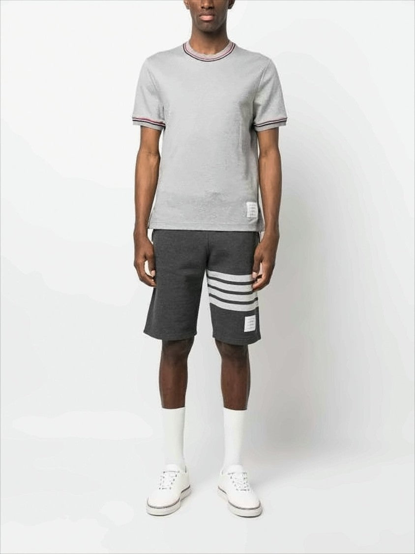 Heathered Grey Short-Sleeve T-Shirt with Accented Stripes