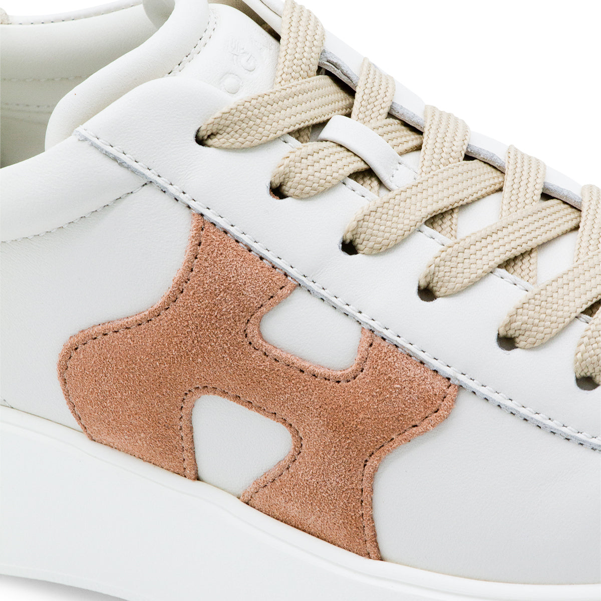 White Leather Sneakers with Suede Accent