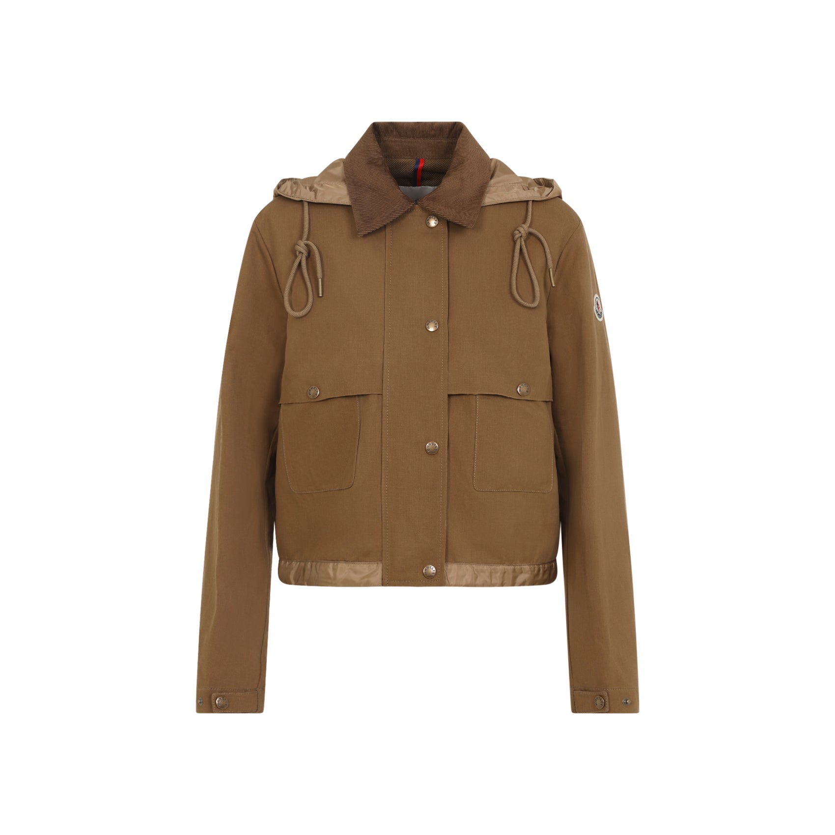 Cropped Button-Up Jacket With Contrasting Collar