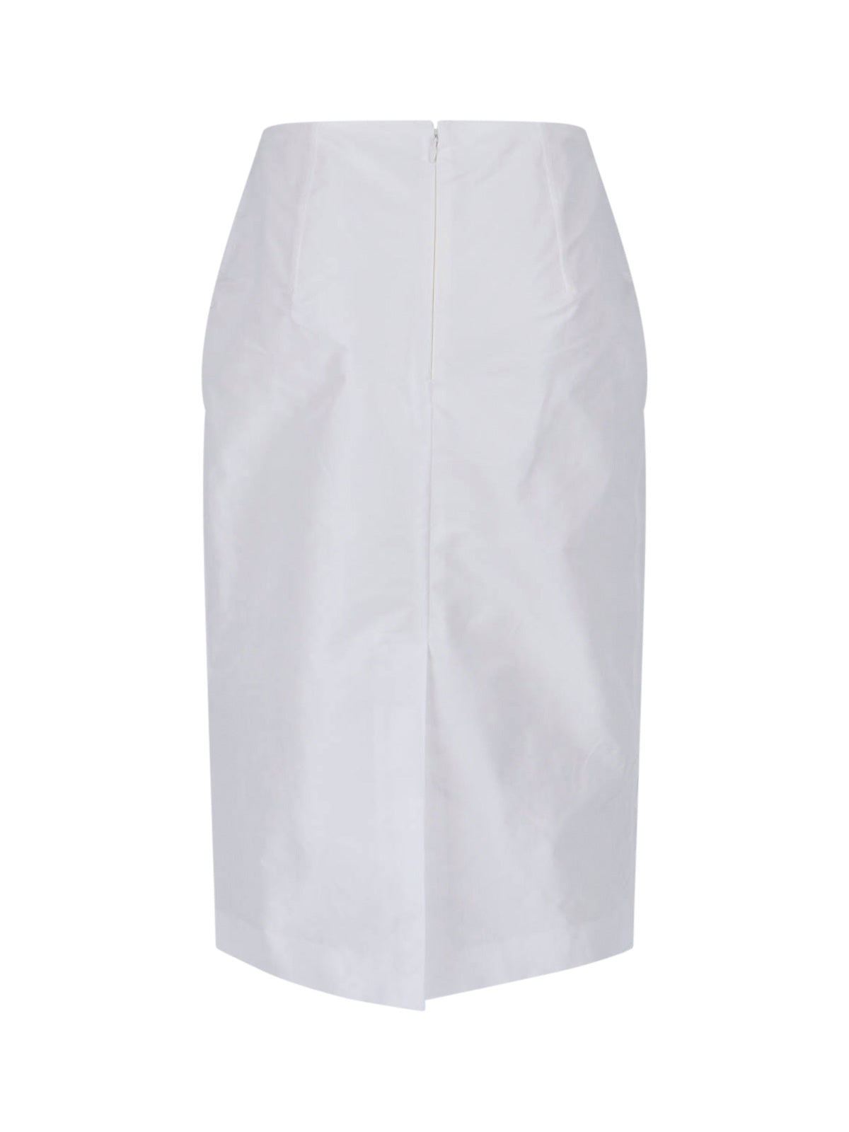 White Midi Mid-Rise Tailored Skirt