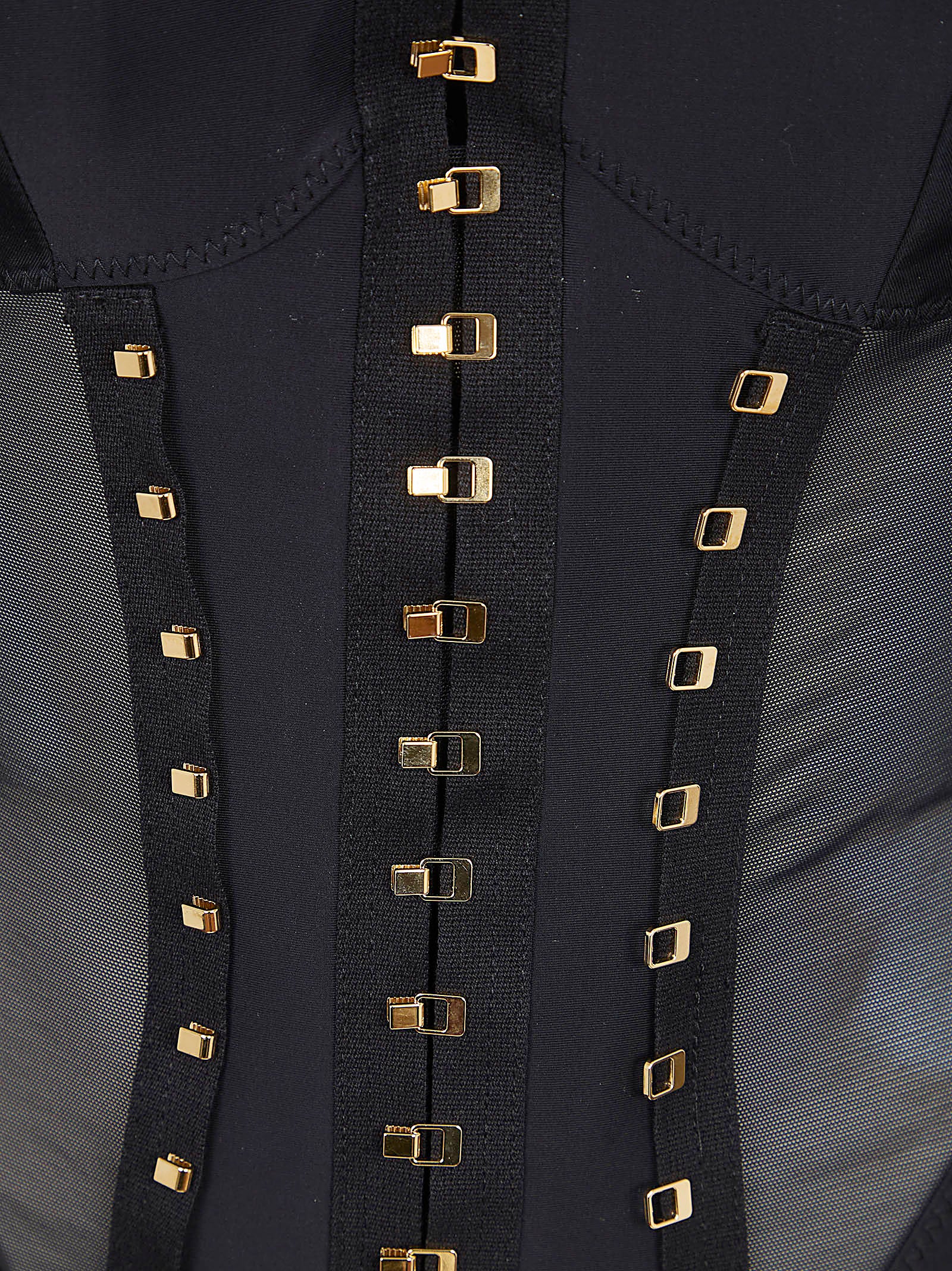 Structured Fitted Jacket with Sheer Mesh Sleeves
