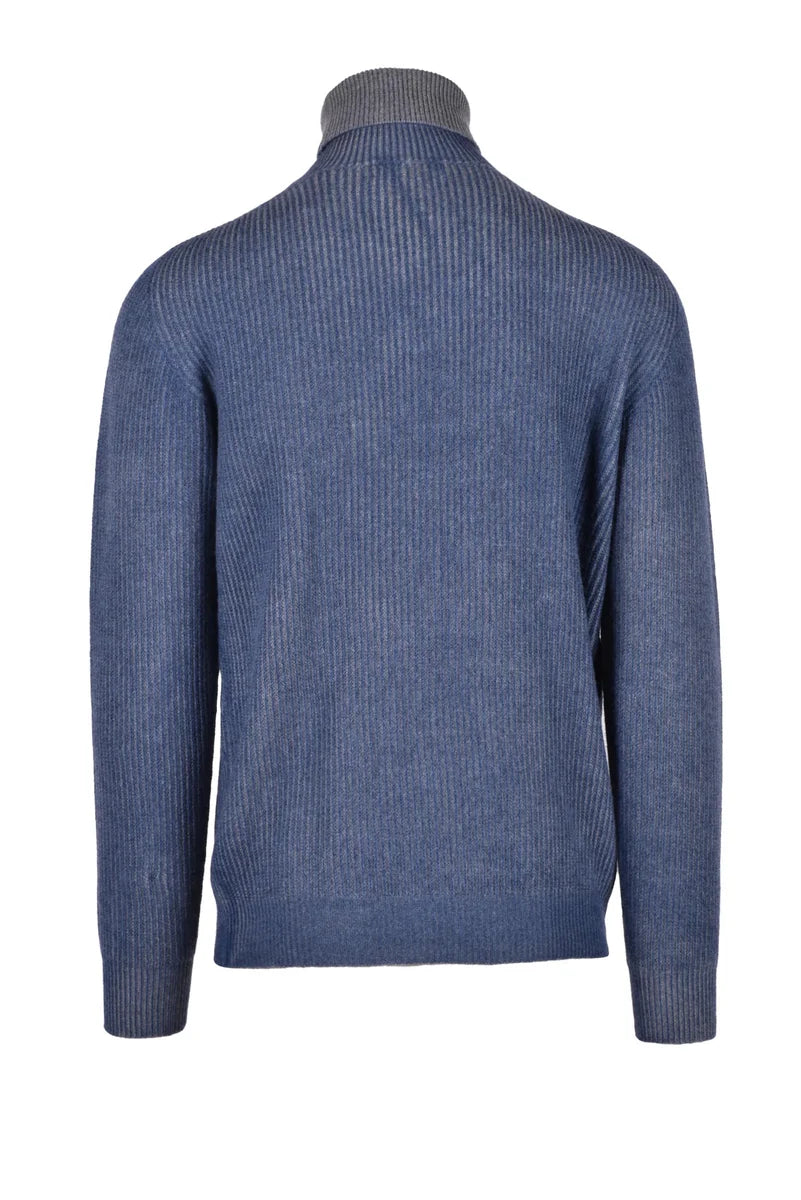 Ribbed Knit Sweater with Contrasting Turtleneck