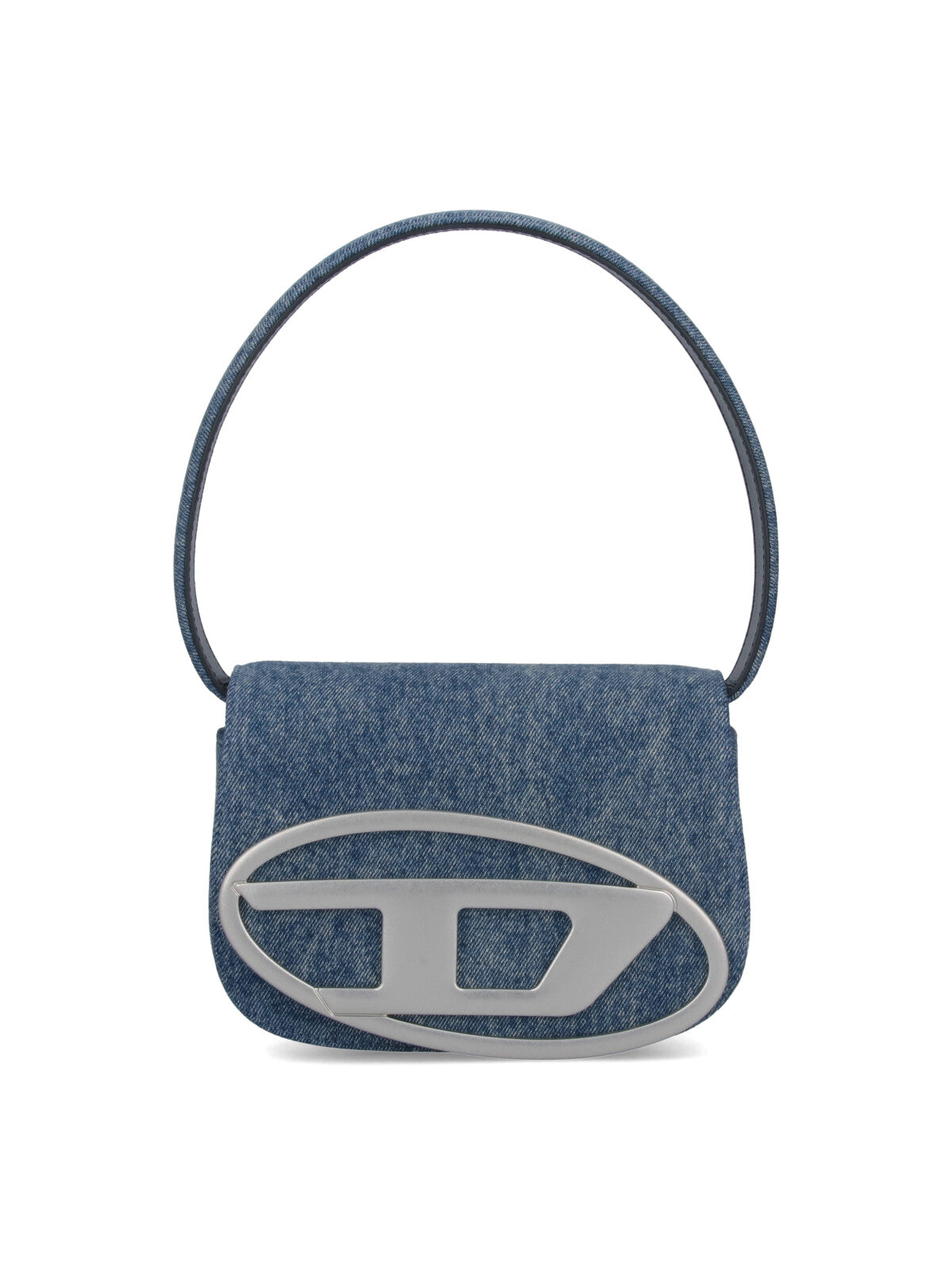 Shoulder Bag In Blue Denim With Leather Trims And Oval D Plaque