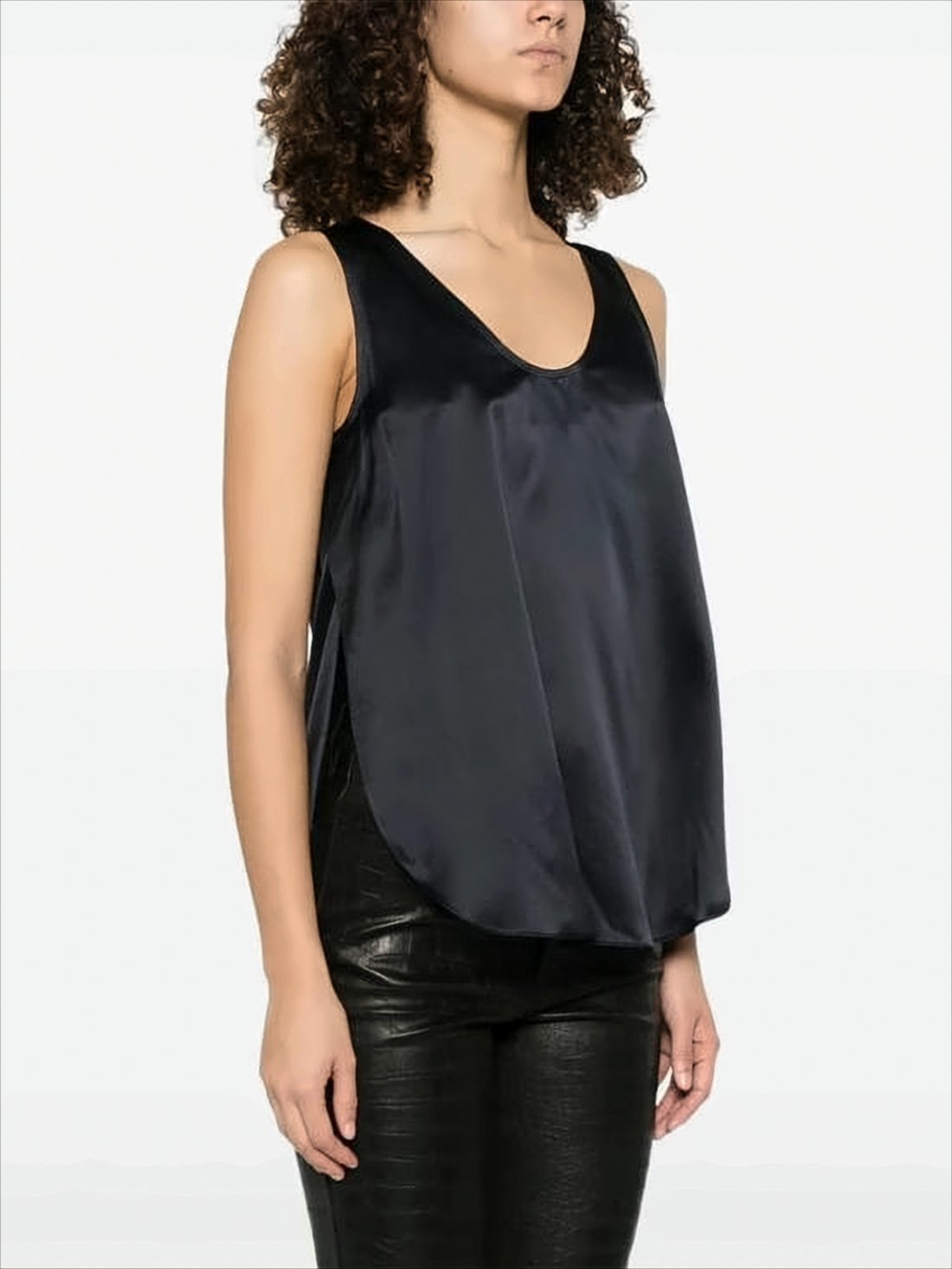 Silk Sleeveless Top with Scoop Neckline
