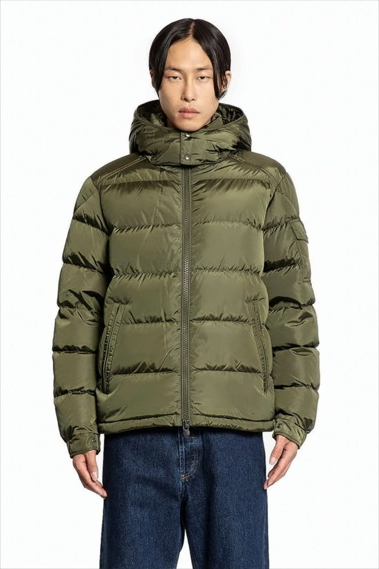 Quilted Down Jacket with High Collar and Hood