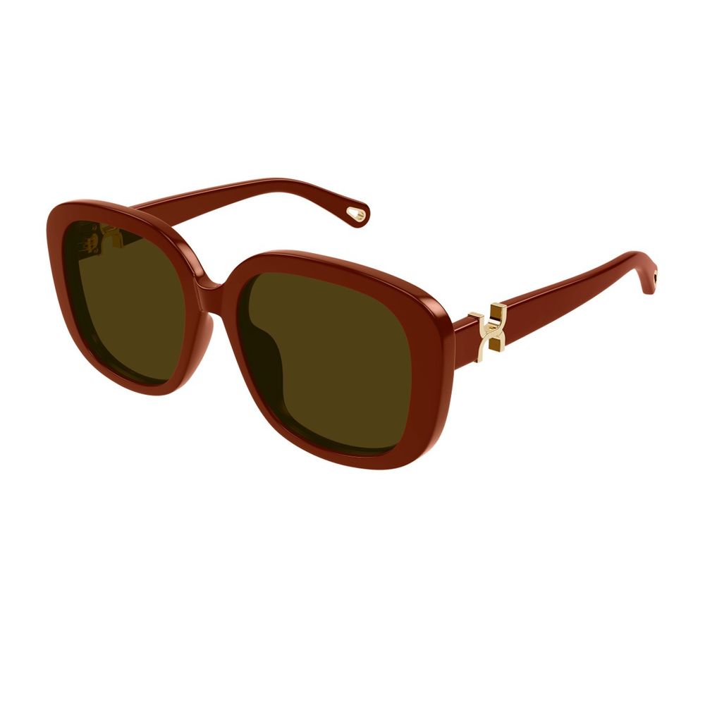 Ch0303Sk Marcie-Linea Chloé Glossy Burgundy Rectangular Sunglasses