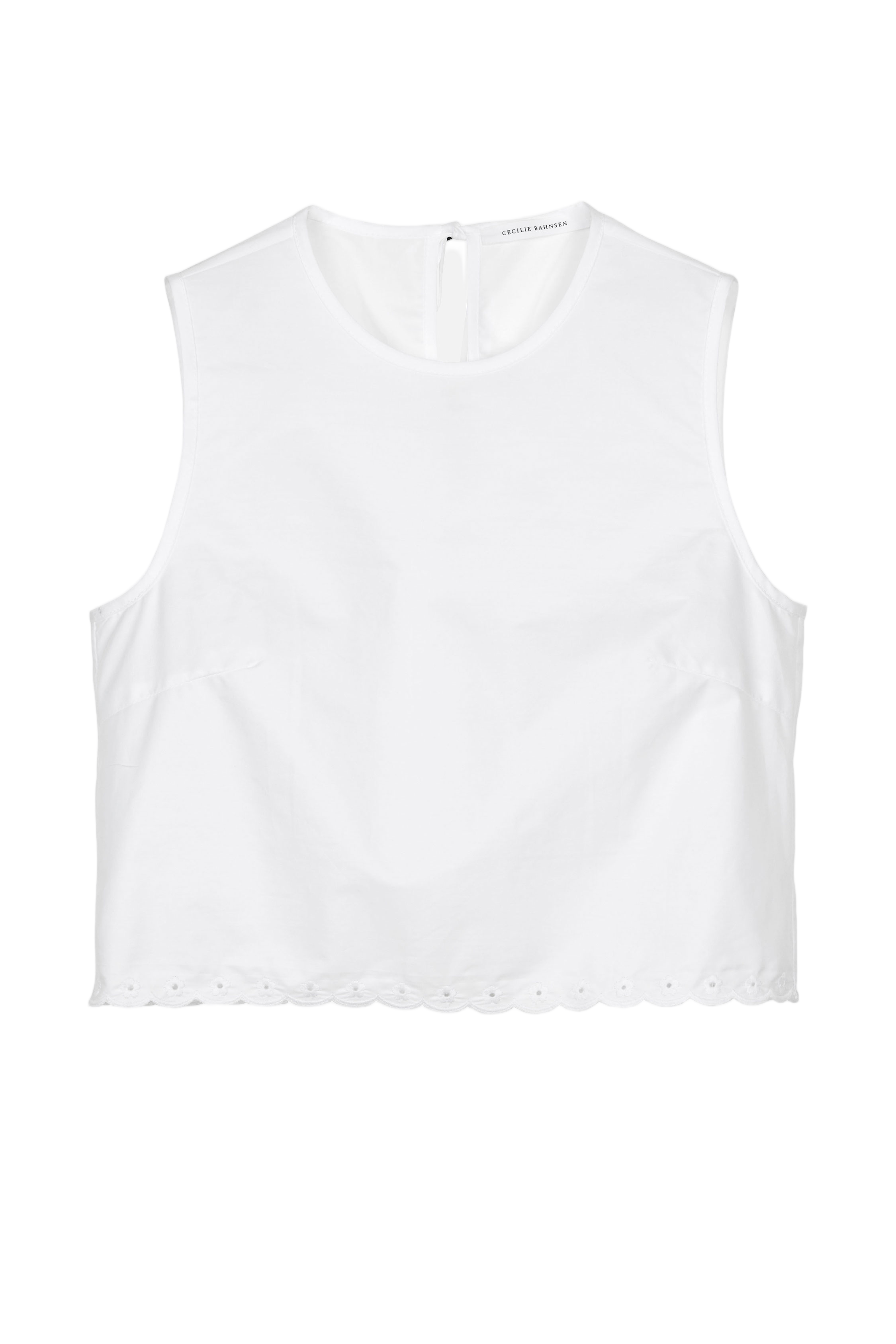 Cropped Sleeveless Top with Broderie Anglaise Lace