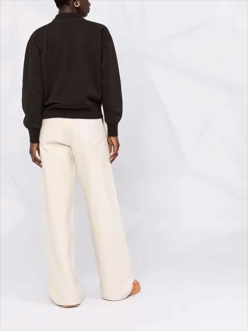 Long-Sleeve Top with High Neckline and Bold Logo