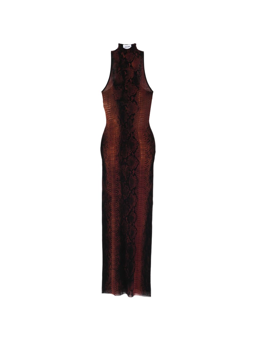 High-Neck Midi Dress With Snake Print In Silk And Nylon