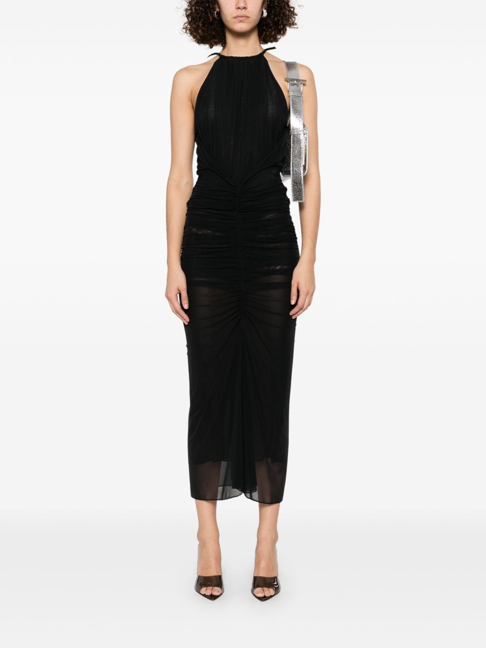 Halterneck Black Midi Dress