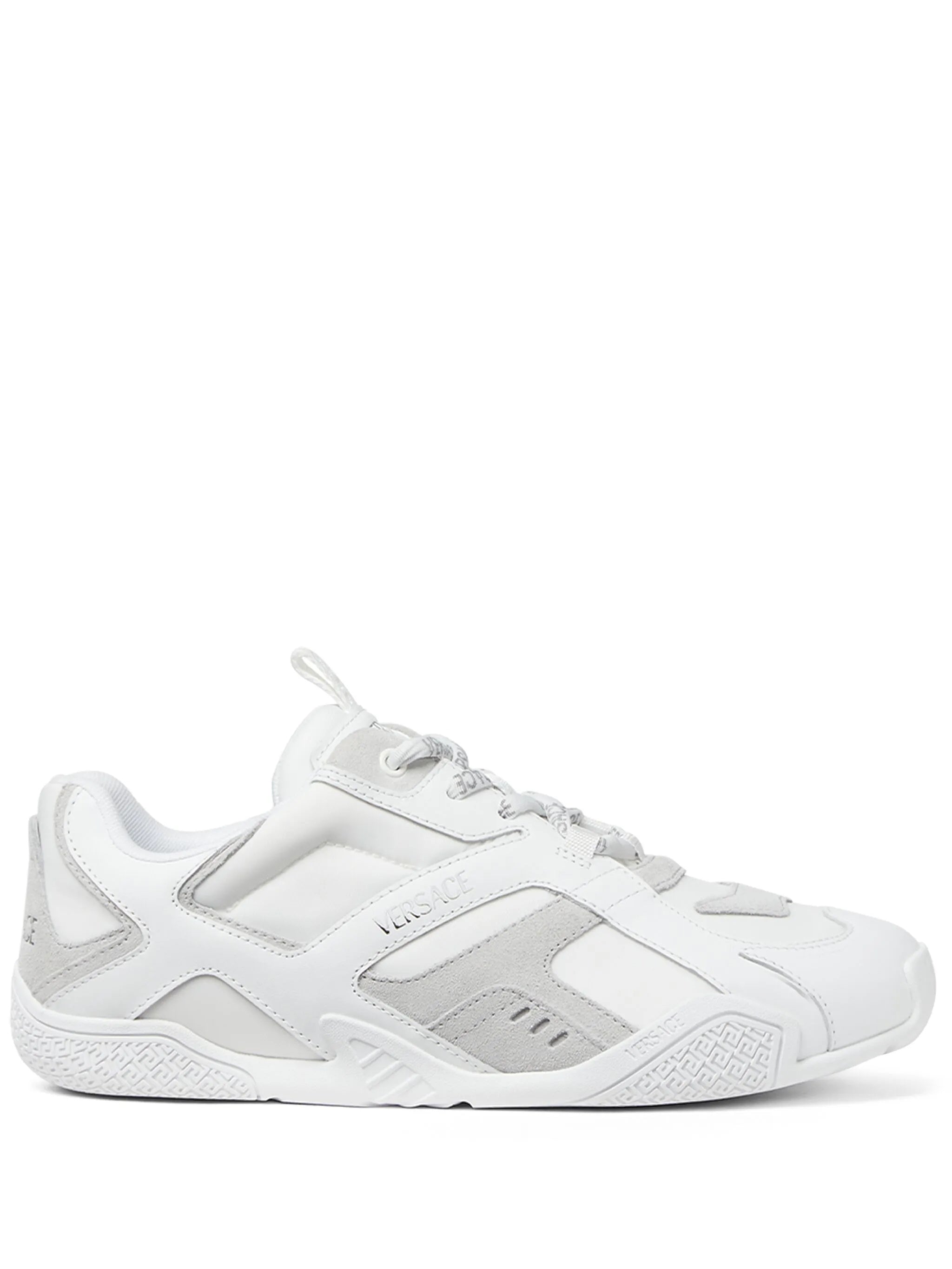 White Galaxia Mixed Leather Low-Top Sneakers