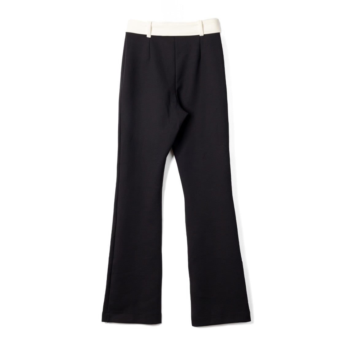 Fitted Black Flared Pants With Contrasting Belt