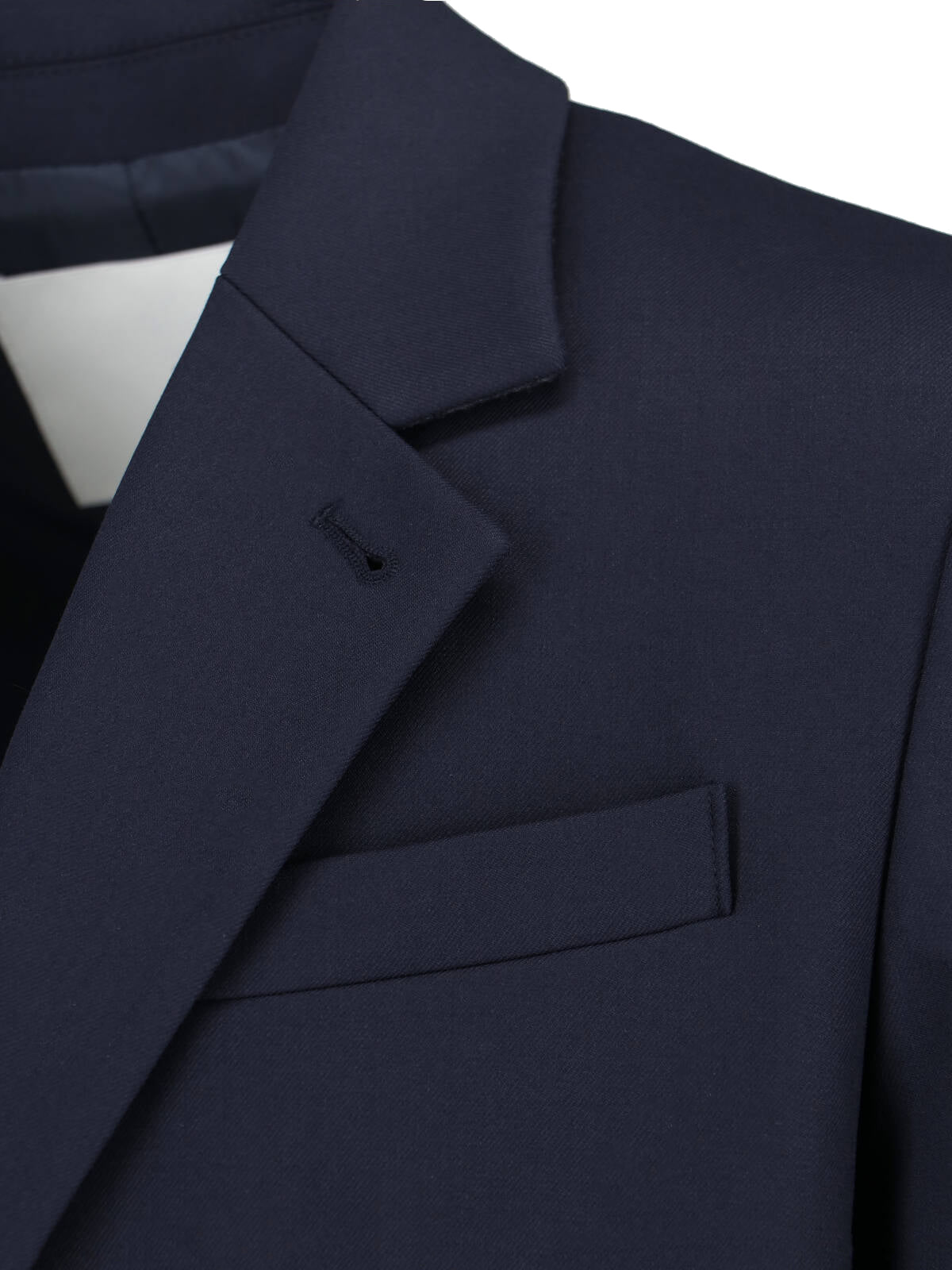 Navy Wool Blend Single-Breasted Blazer