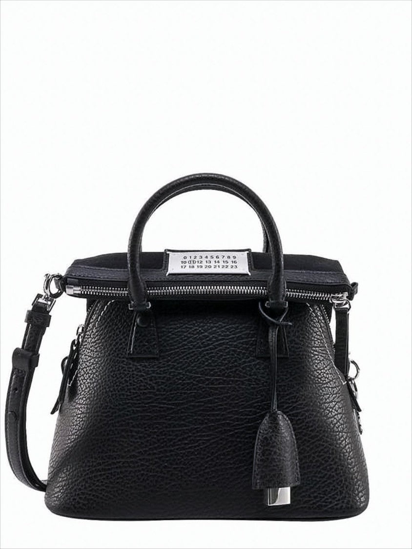 Trapezoidal Structured Tote Bag In Textured Calf Leather