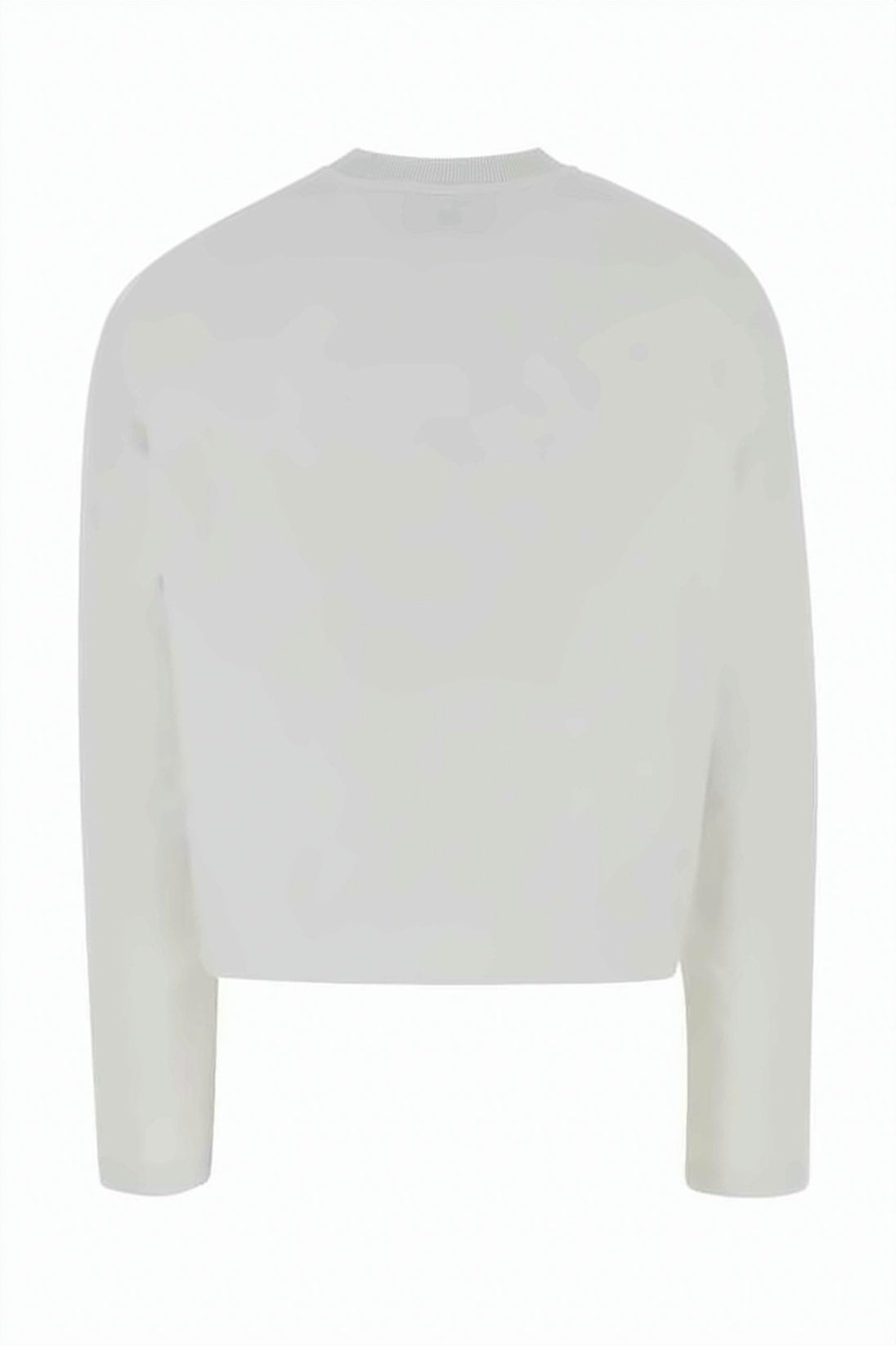 Cropped White Cotton Long-Sleeved Top