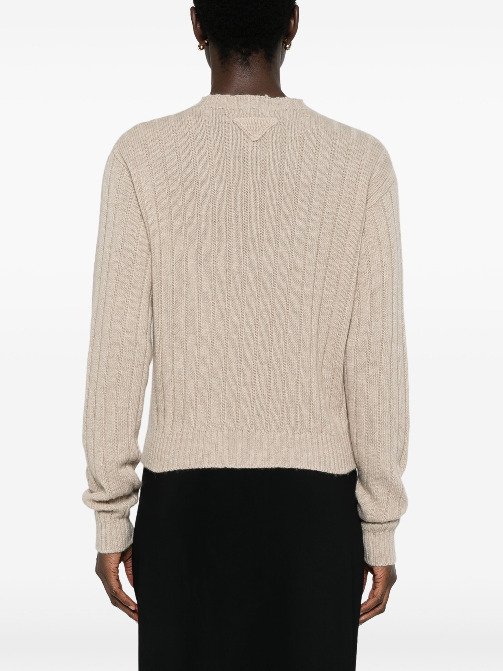 Regenerated Cashmere Cropped Ribbed Sweater