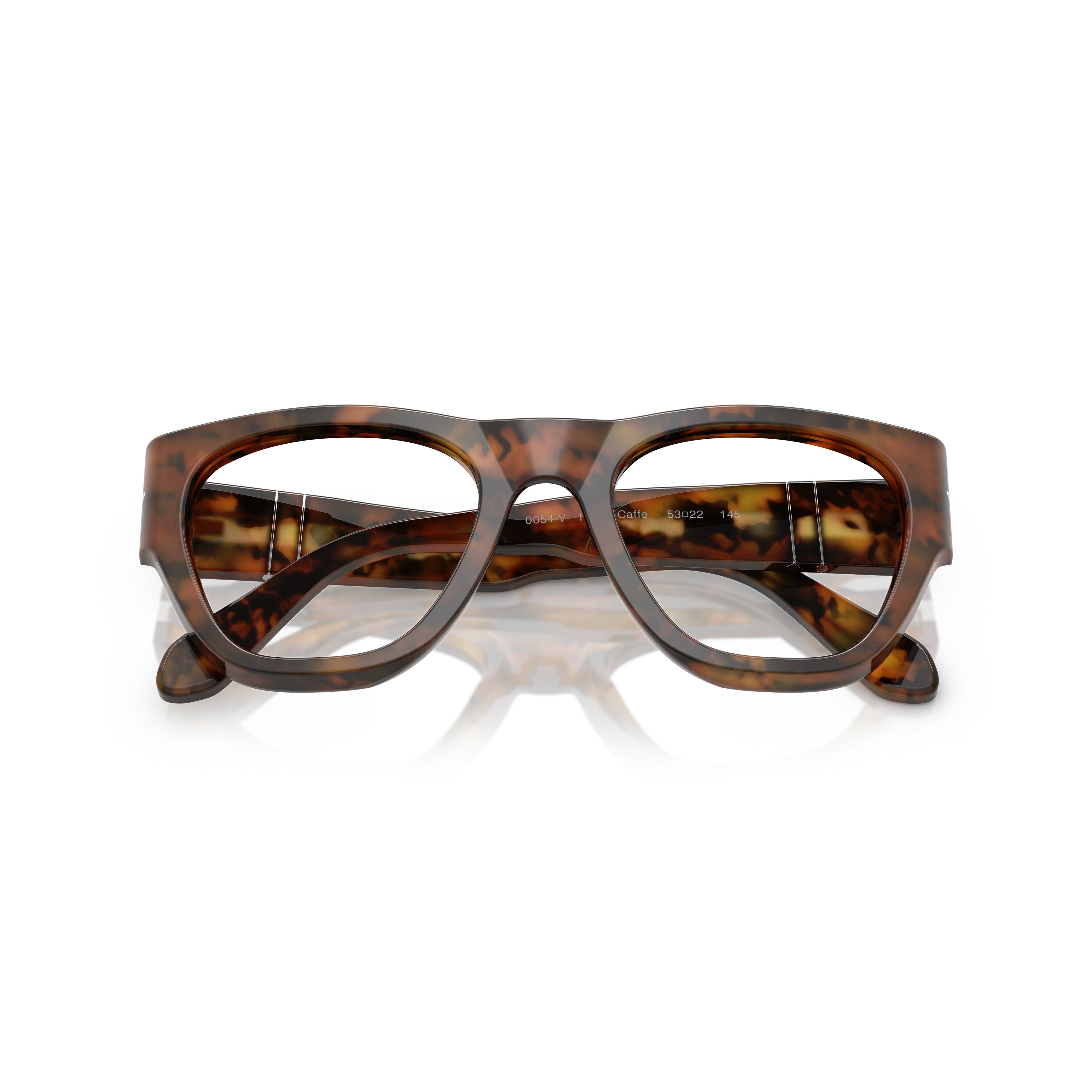 0po0054v Oversized Tortoiseshell Square Frame Eyeglasses with Silver Detail