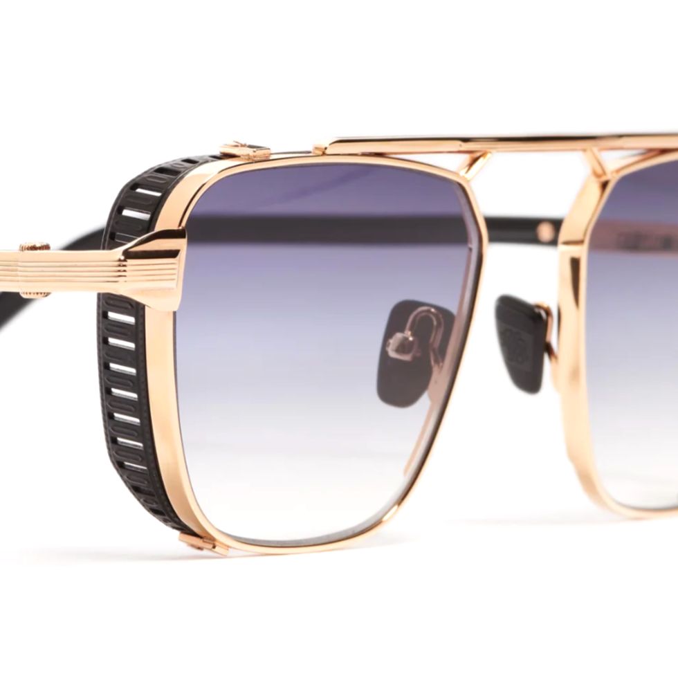 Scotty Geometric Gold-tone Sunglasses with Gradient Blue Lenses