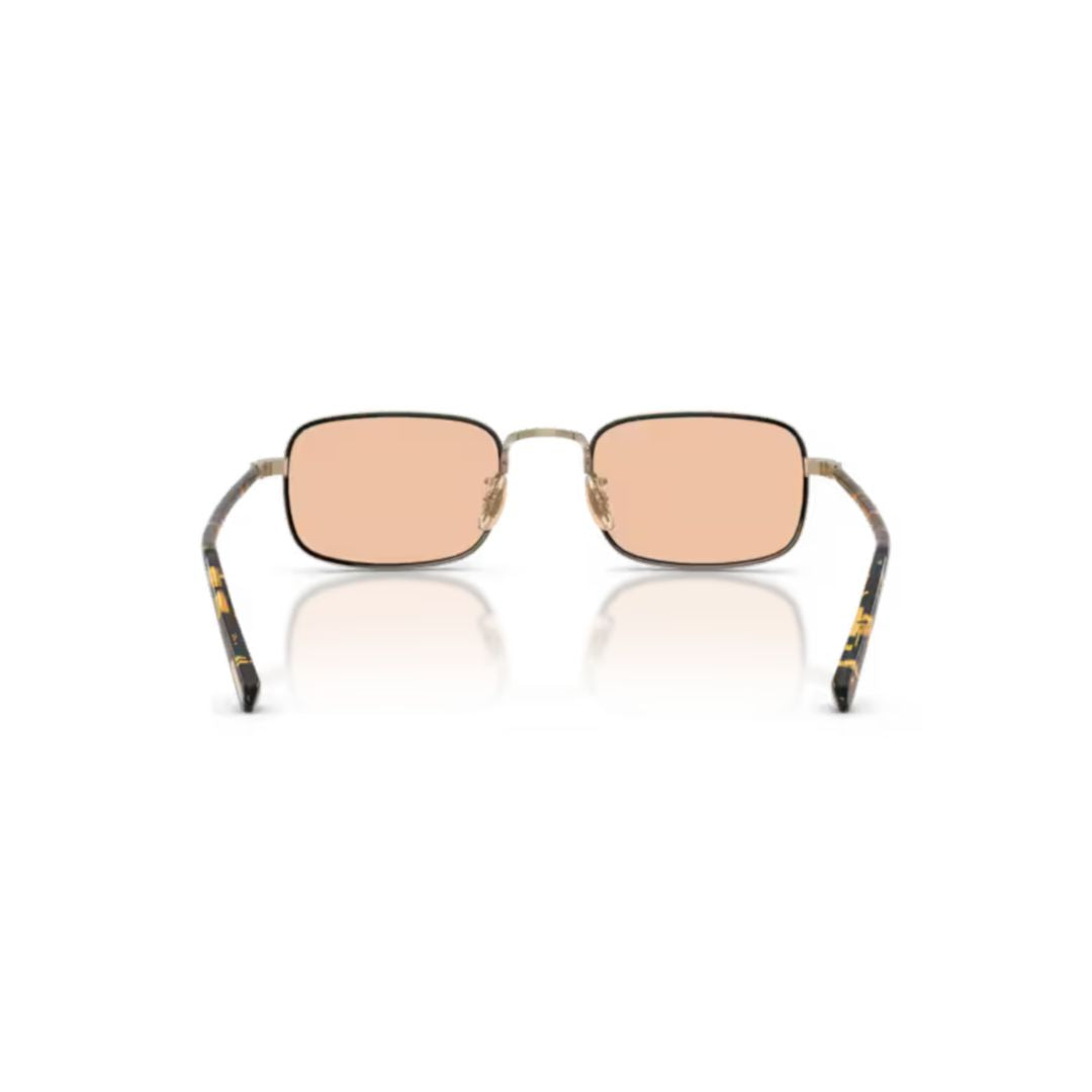 0ov1366t Rectangular Titanium Sunglasses with Gold Finish