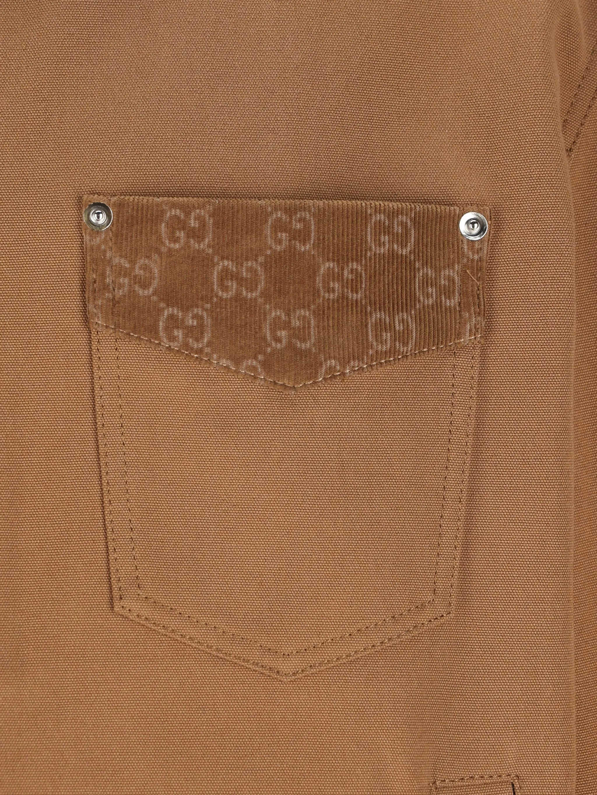Brown Zip-Up Monogram Tailored Casual Jacket