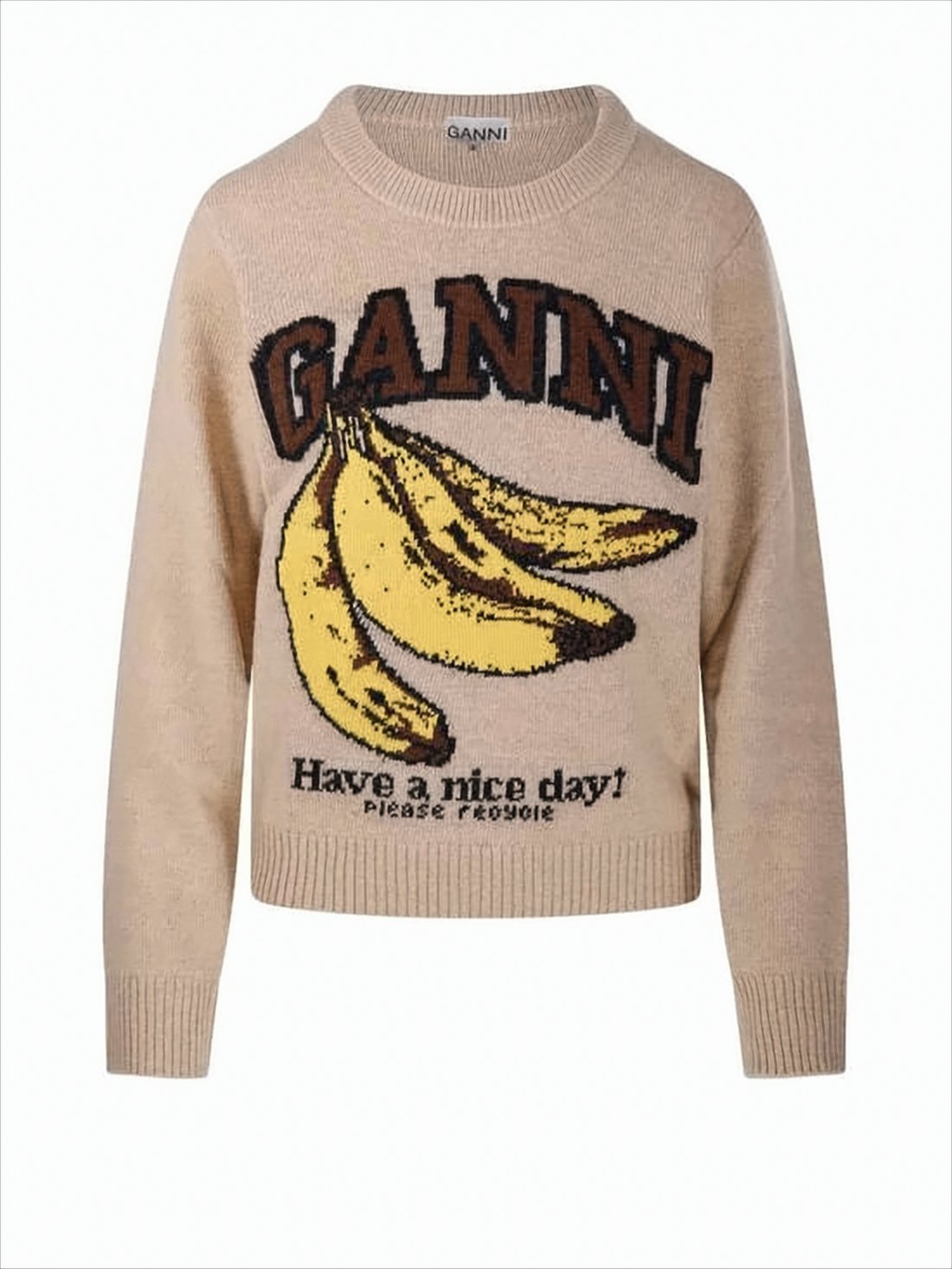 Sweter z dzianiny z odważną grafiką bananową