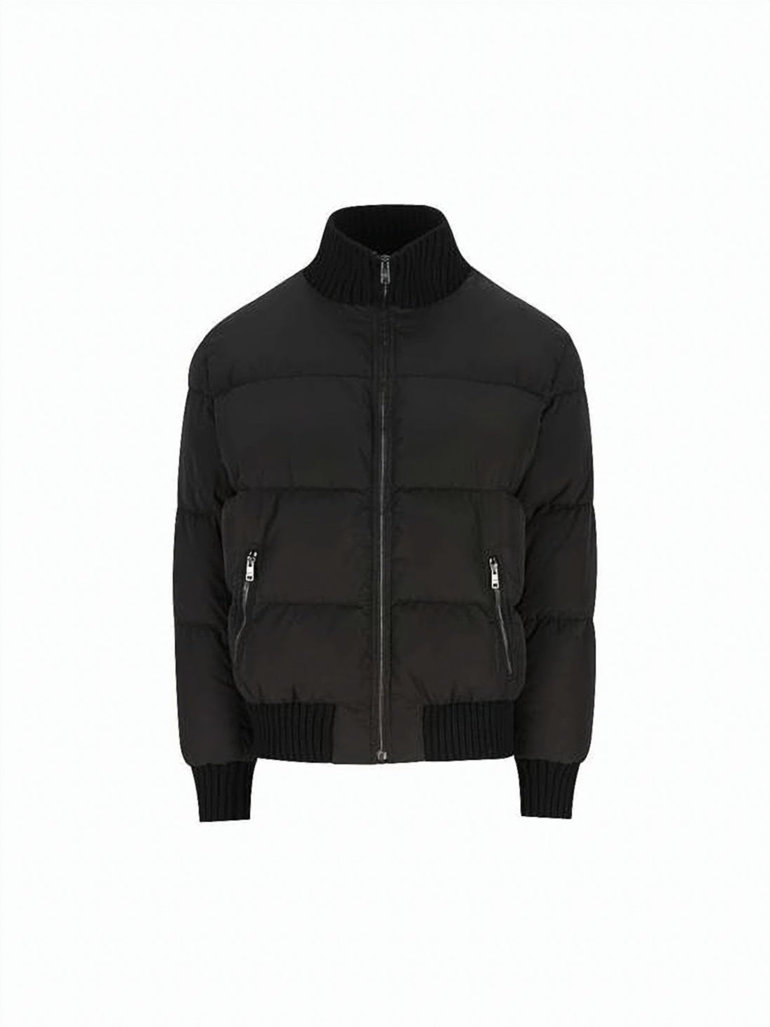 High Ribbed Collar Padded Jacket with Zip Pockets