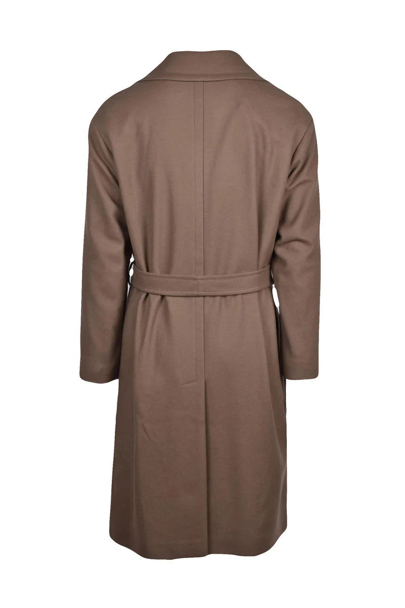 Mid-Length Brown Wool-Blend Hevo Coat