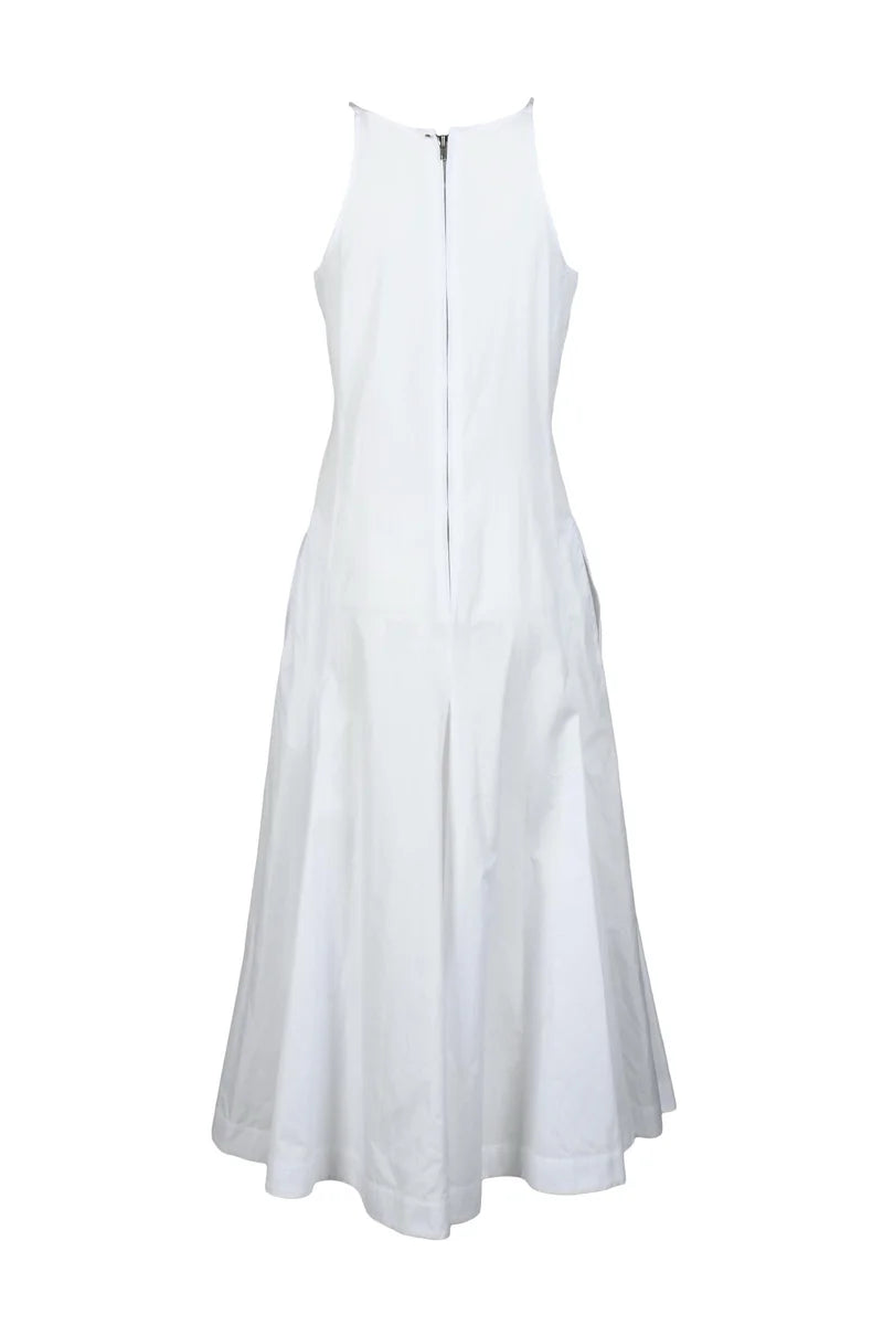 Flared Maxi Dress with High Neckline