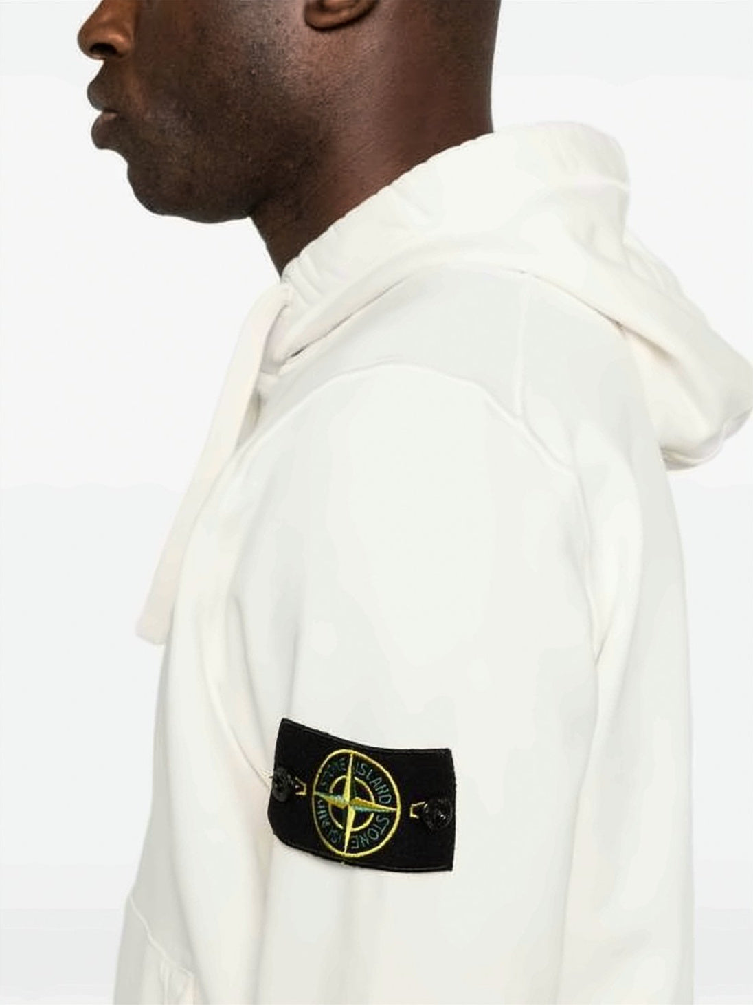 White Hoodie with Distinctive Patch Logo