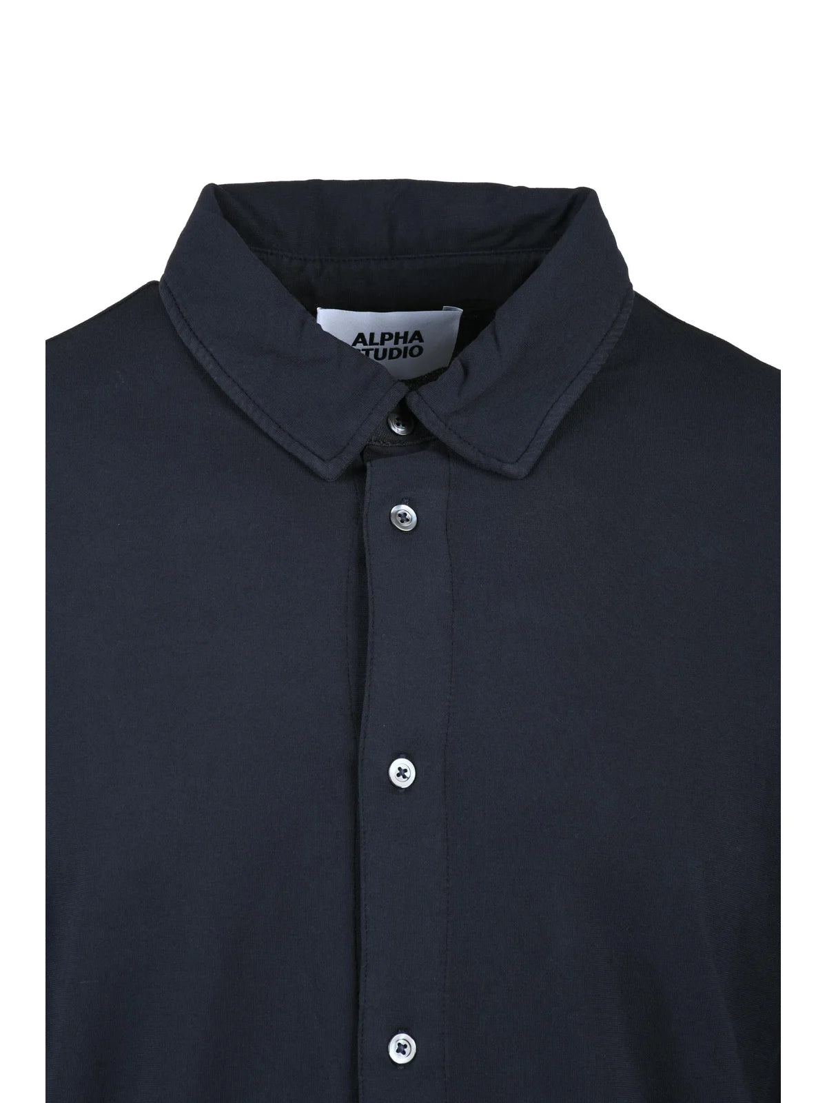Navy Blue Cotton Elastane Shirt