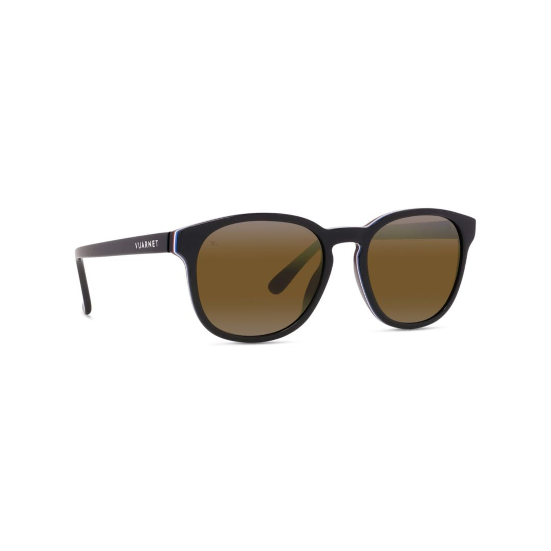 Vu40011i Rounded Frame Acetate Sunglasses with Brown-Tinted Lenses