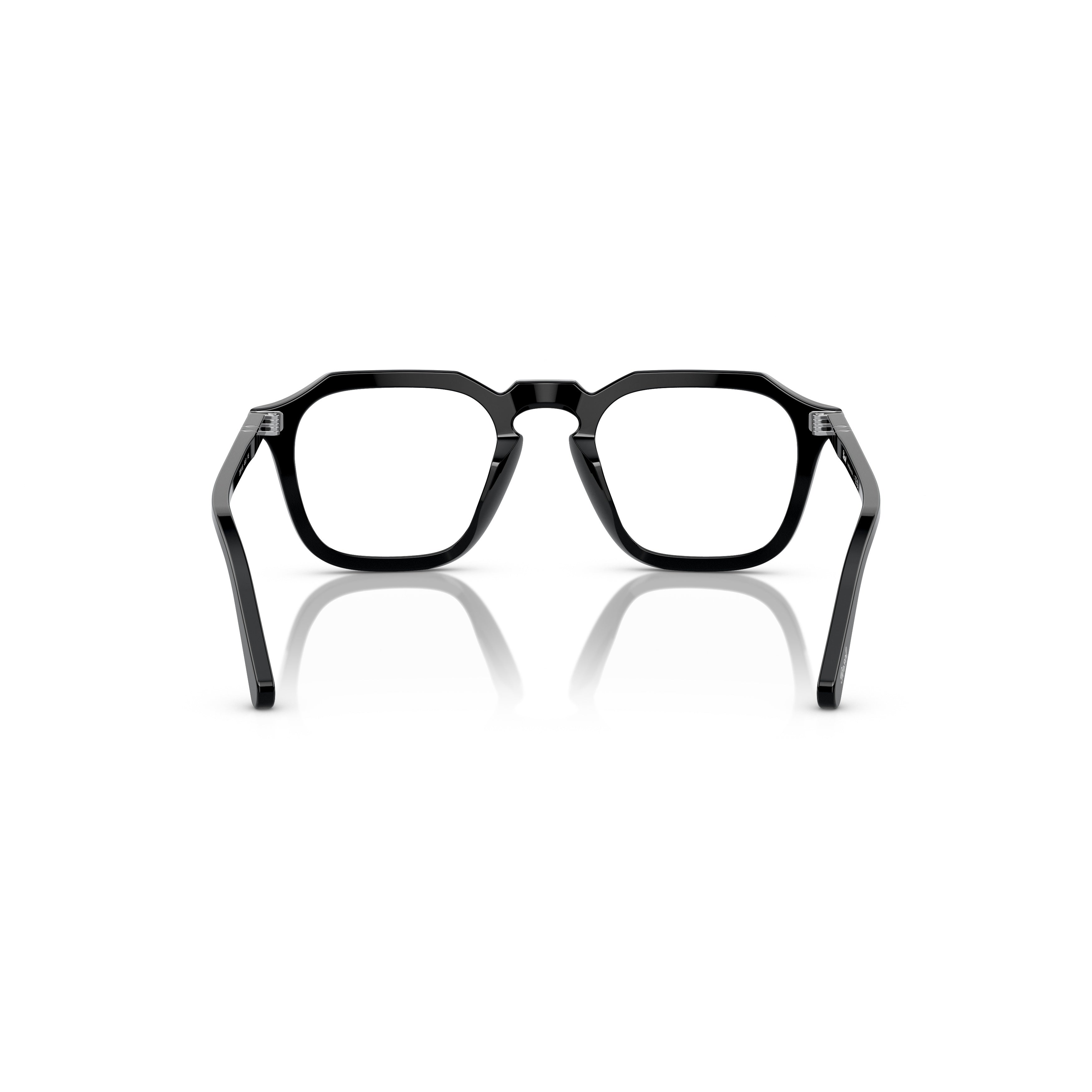 0po3292v Geometric Black Acetate Eyeglasses with Silver Accents